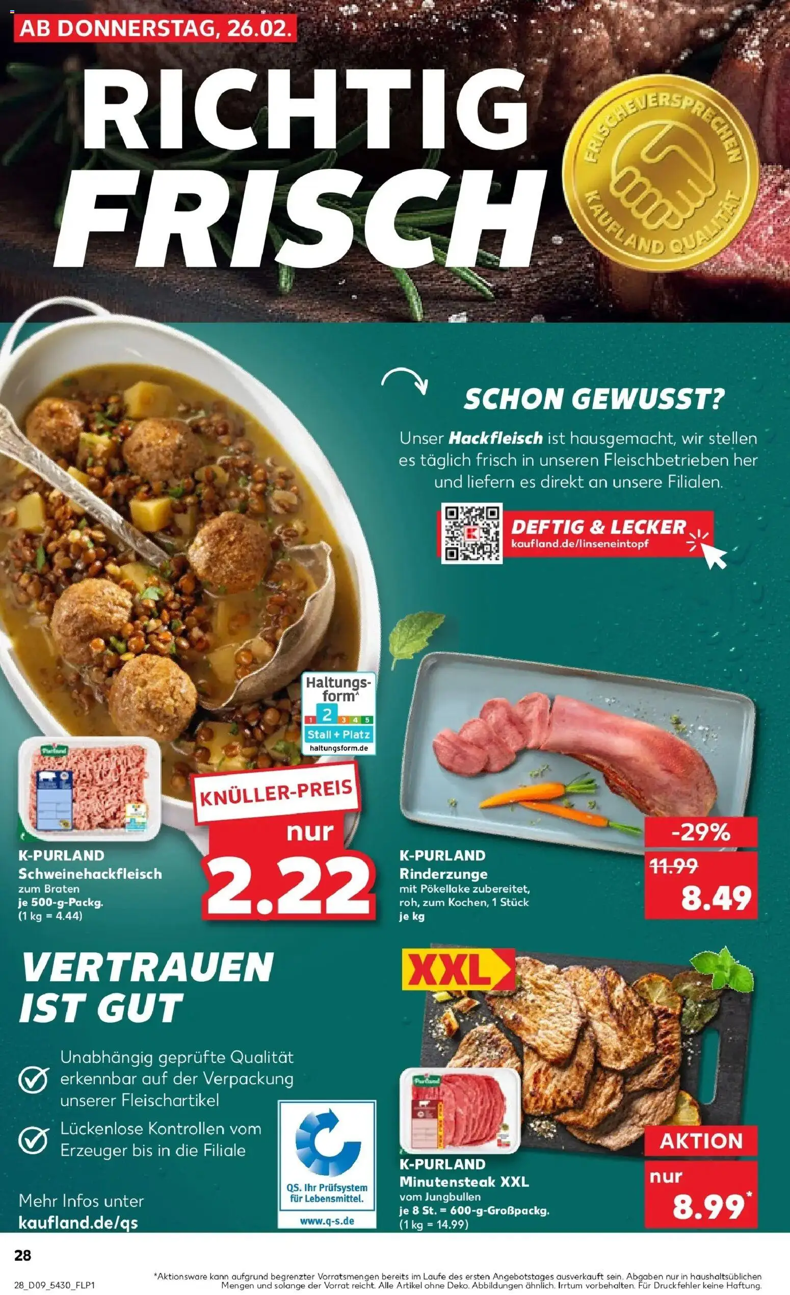 Kaufland prospekt Rottenburg Am Neckar	 – gültig ab 26.02.2026 | Seite: 28 | Produkte: Steak, Hackfleisch