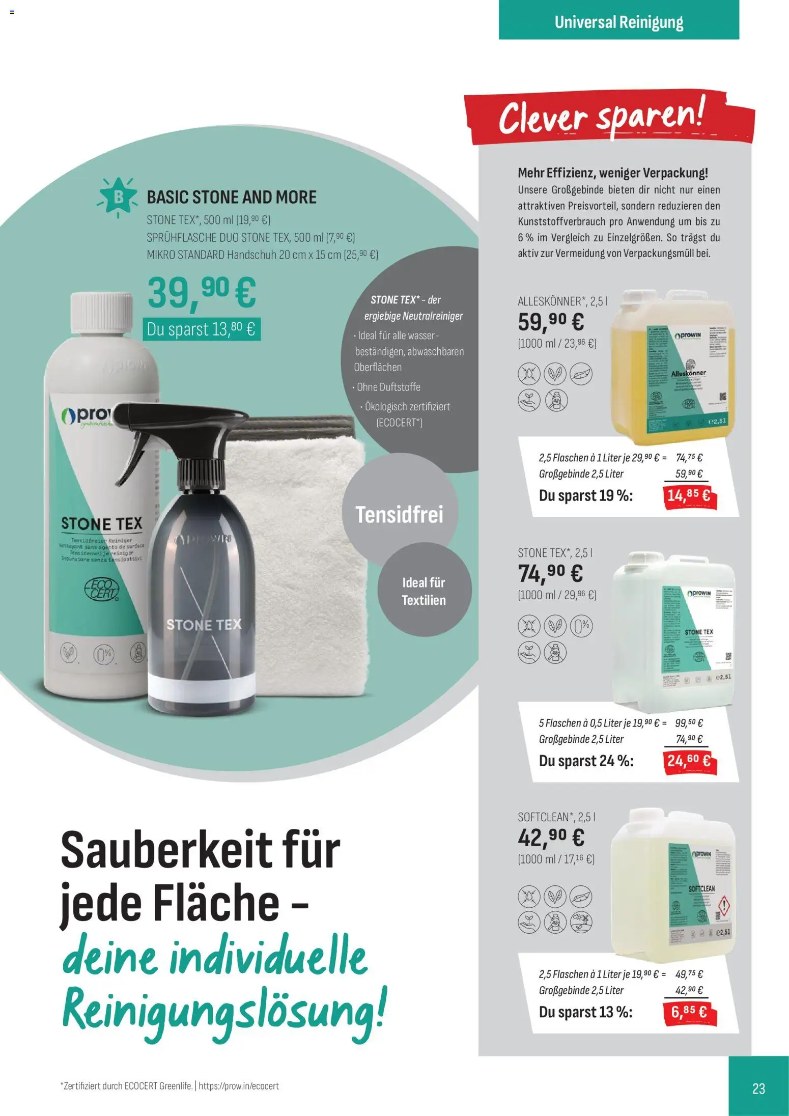 Katalog ProWin Januar/Juni 2026 – gültig ab 01.01.2026 | Seite: 23 | Produkte: Wasser