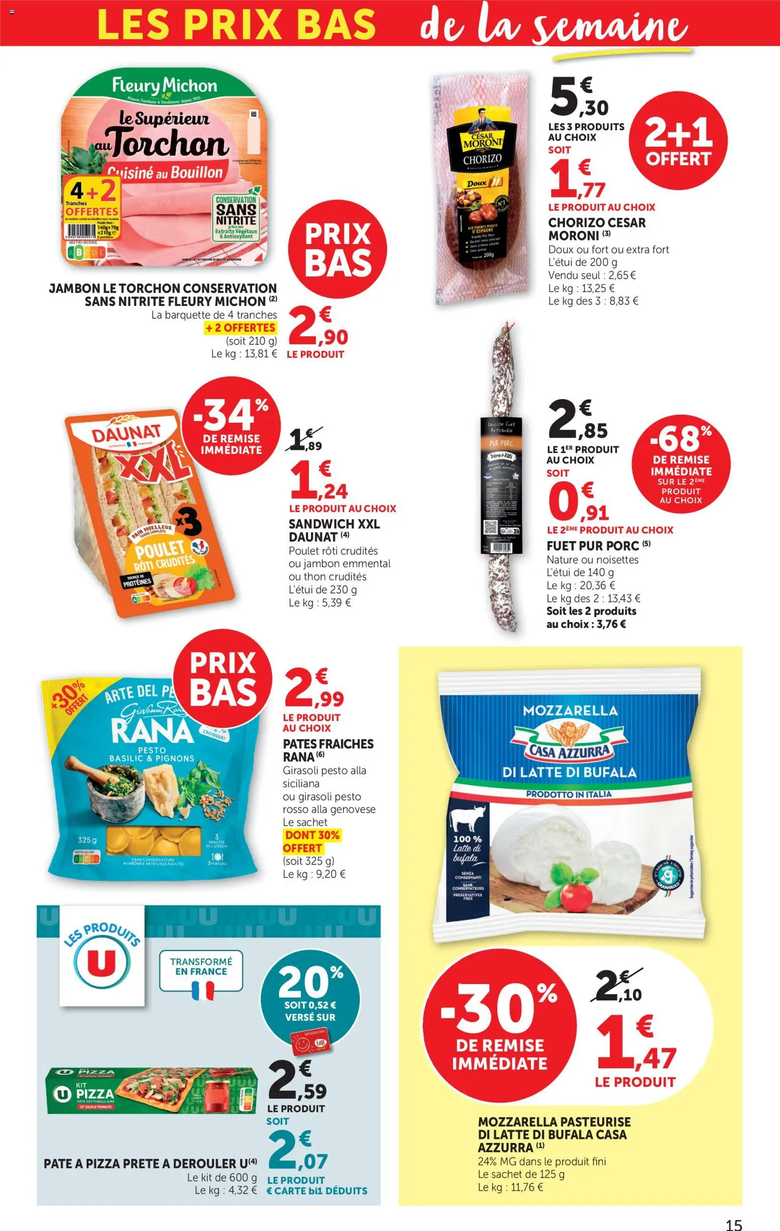 {H1} | Page: 15 | Produits: Poids, Emmental, Thon, Saucisse