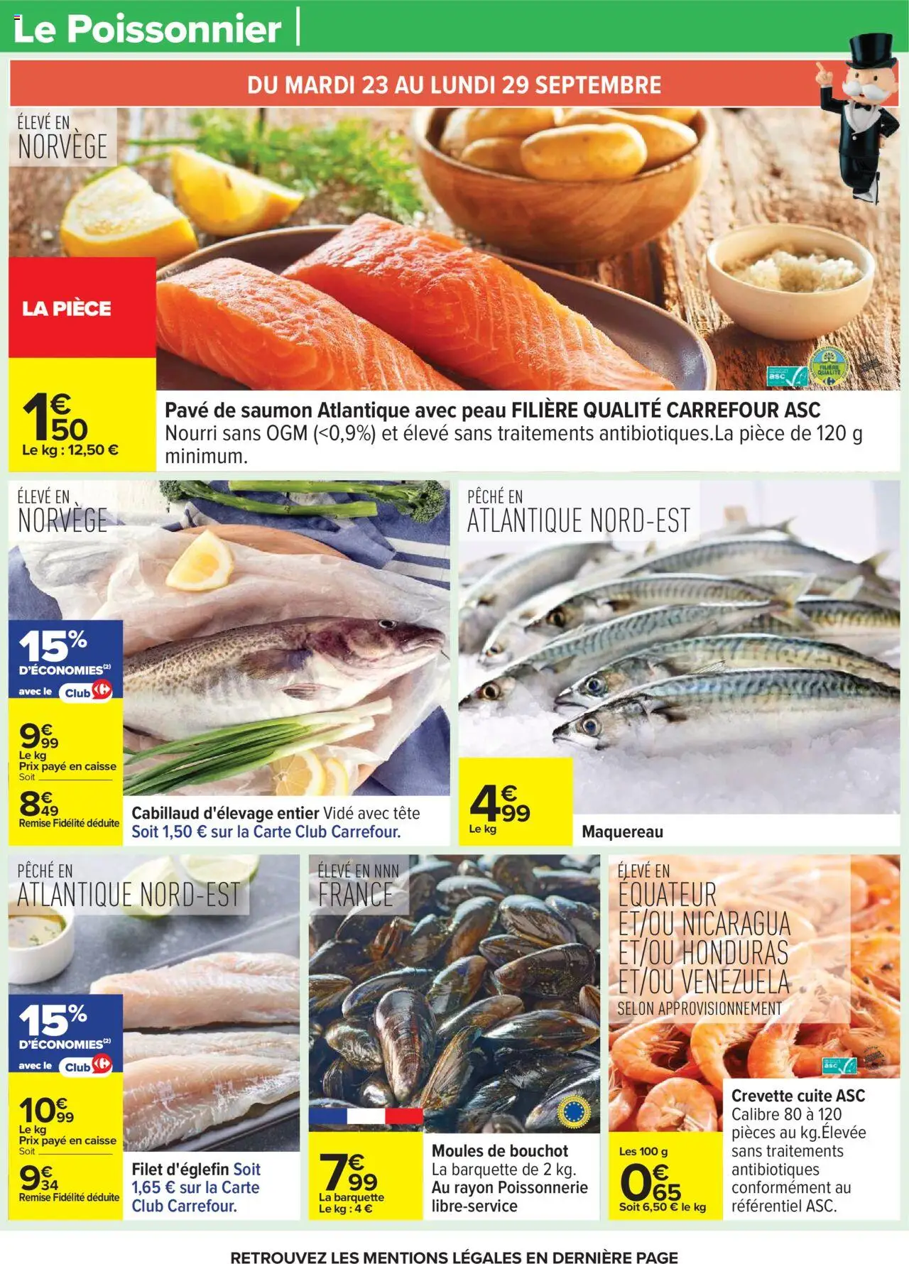  | Page: 28 | Produits: Crevette cuite, Poissonnerie, Moules de bouchot, Saumon