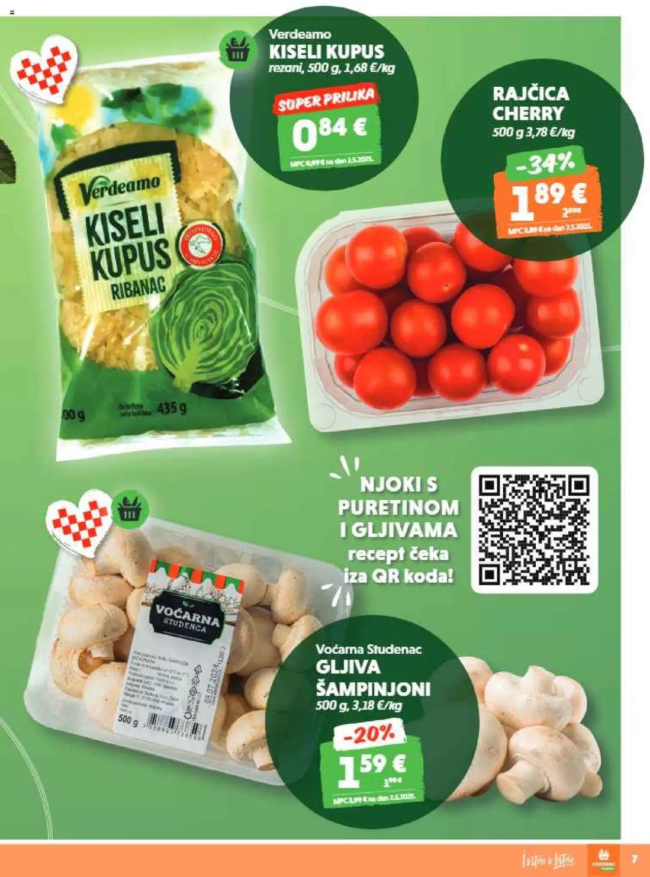 Studenac katalog | vrijedi od 22.10.2025 | Stranica: 7 | Proizvodi: Njoki, Šampinjoni, Kupus, Rajčica