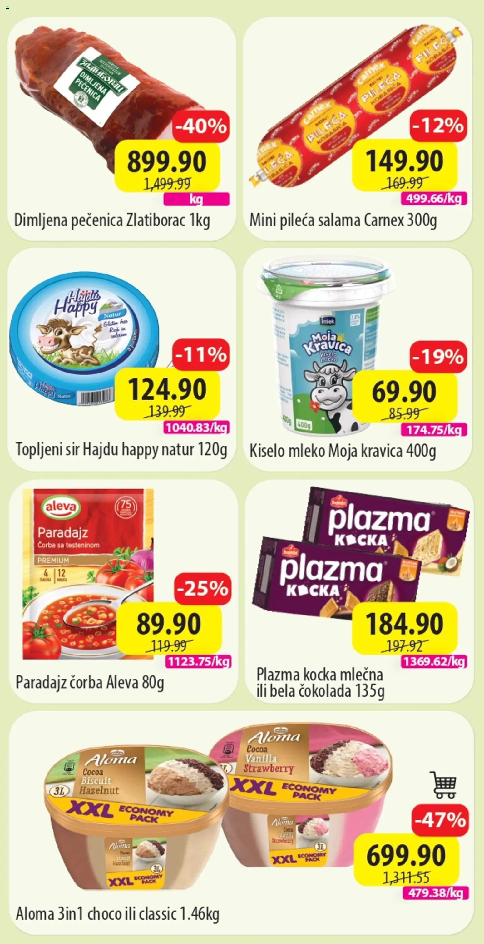 Senta Promet katalog - važi od 20.04.2026 | Strana: 2 | Proizvode: Kiselo mleko, Čokolada, Salama, Paradajz