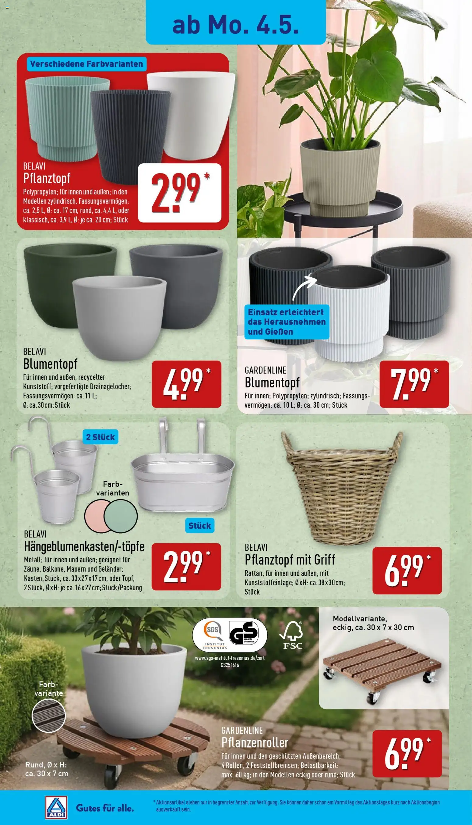 Aldi Ausblick – gültig ab 04.05.2026 | Seite: 3 | Produkte: Belavi, Blumentopf