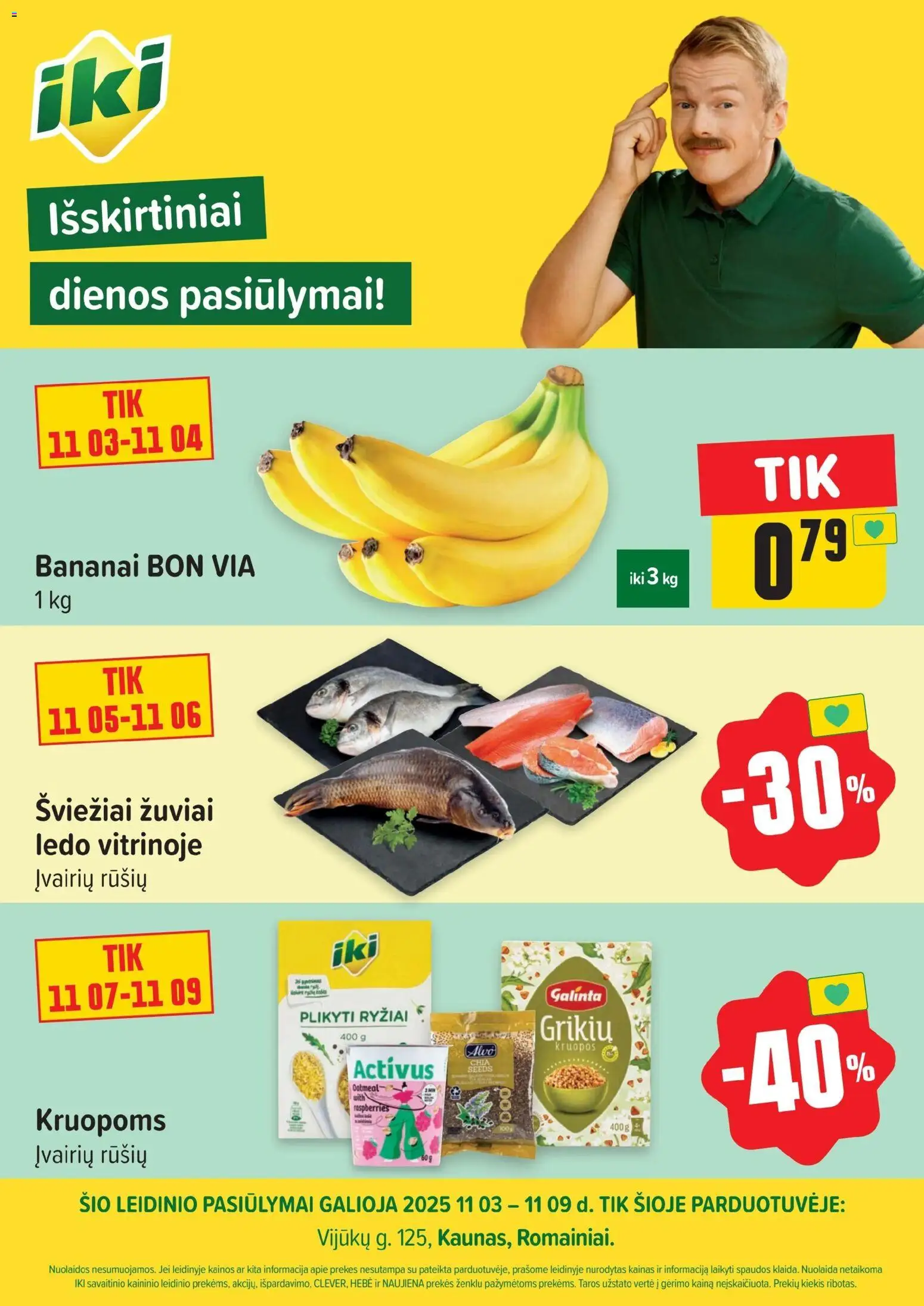 IKI akcijos nuo 03.11.2025 | Puslapis: 1 | Prekių: Kruopos, Bananai, Ryžiai