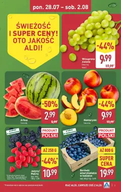 Aldi Gazetka od 28.07.2025 | Strona: 3 | Produkty: Arbuz, Winogrona, Maliny