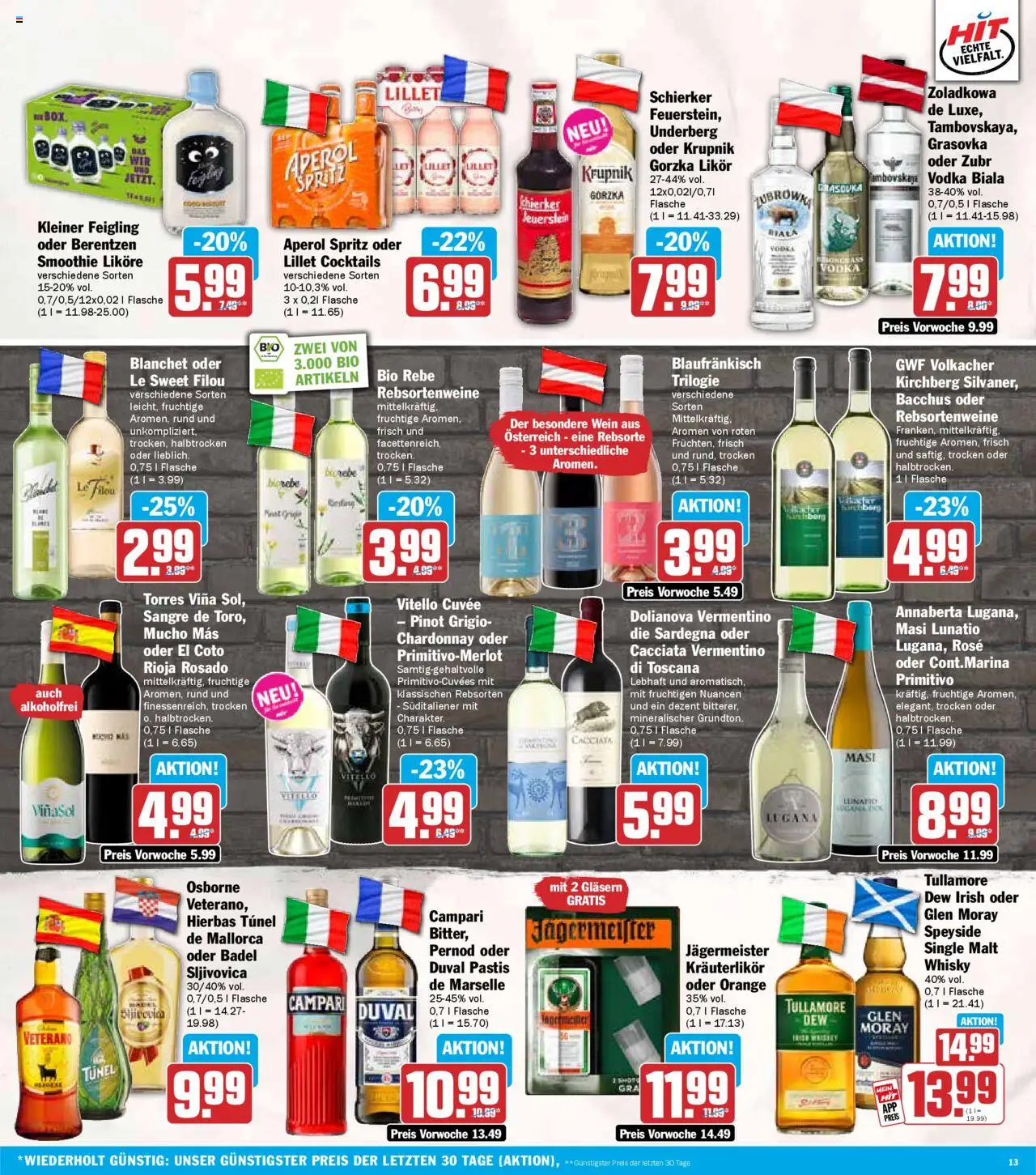 HIT - Bayern - gültig ab dem 18.08.2025 | Seite: 13 | Produkte: Whisky, Osborne, Lillet, Wein