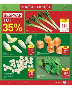 Aldi folder week 15 - Voorbeeld van een folder van Aldi, geldig van 07.04.2026 | Pagina: 3 | Producten: Prei, Spinazie