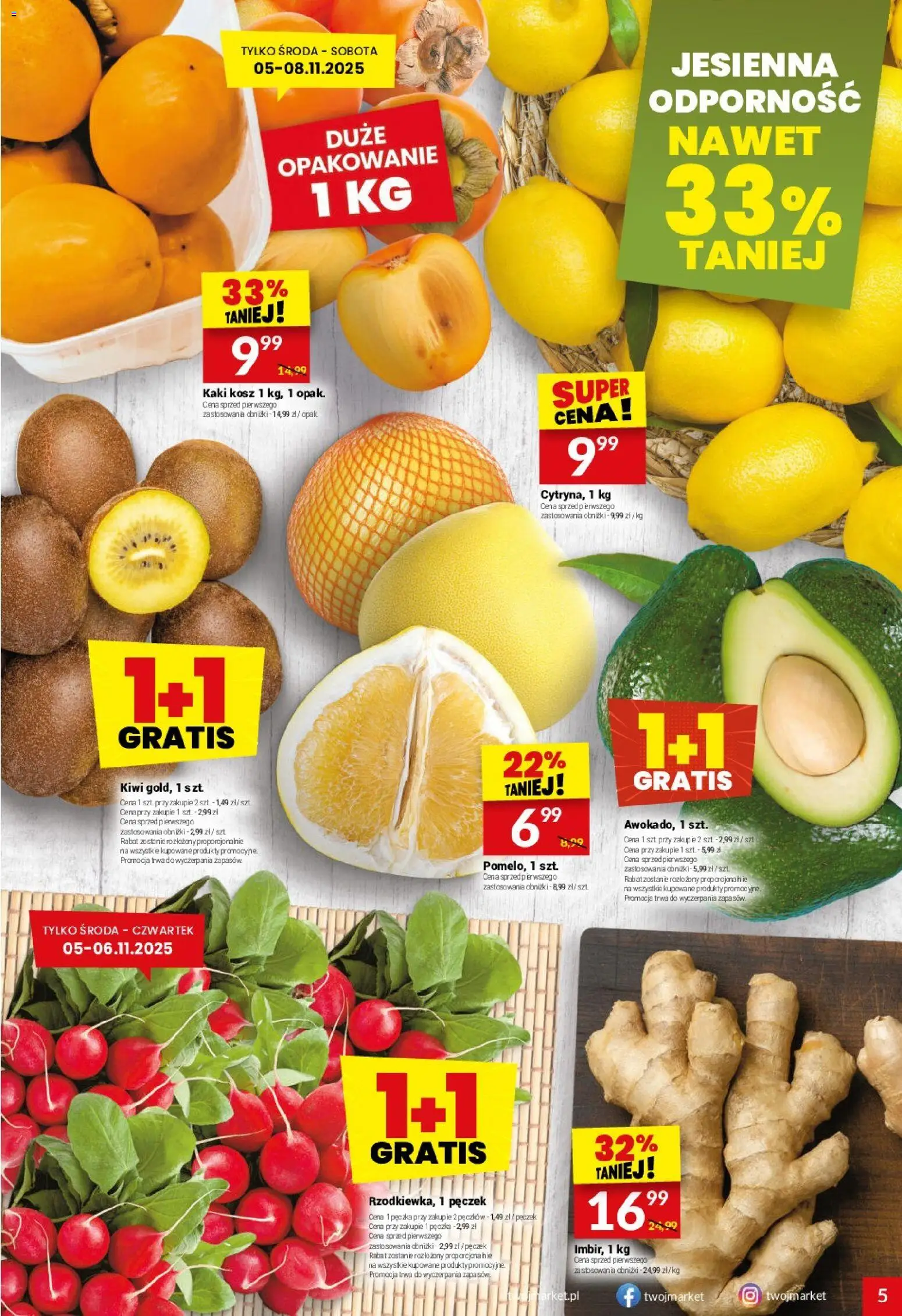 Twój Market Gazetka od 05.11.2025 | Strona: 5 | Produkty: Kaki, Kosz, Kiwi