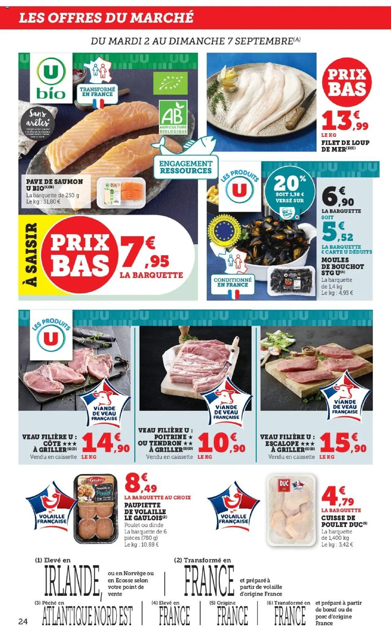  | Page: 24 | Produits: Pêche, Moules de bouchot, Cuisse de poulet, Saumon