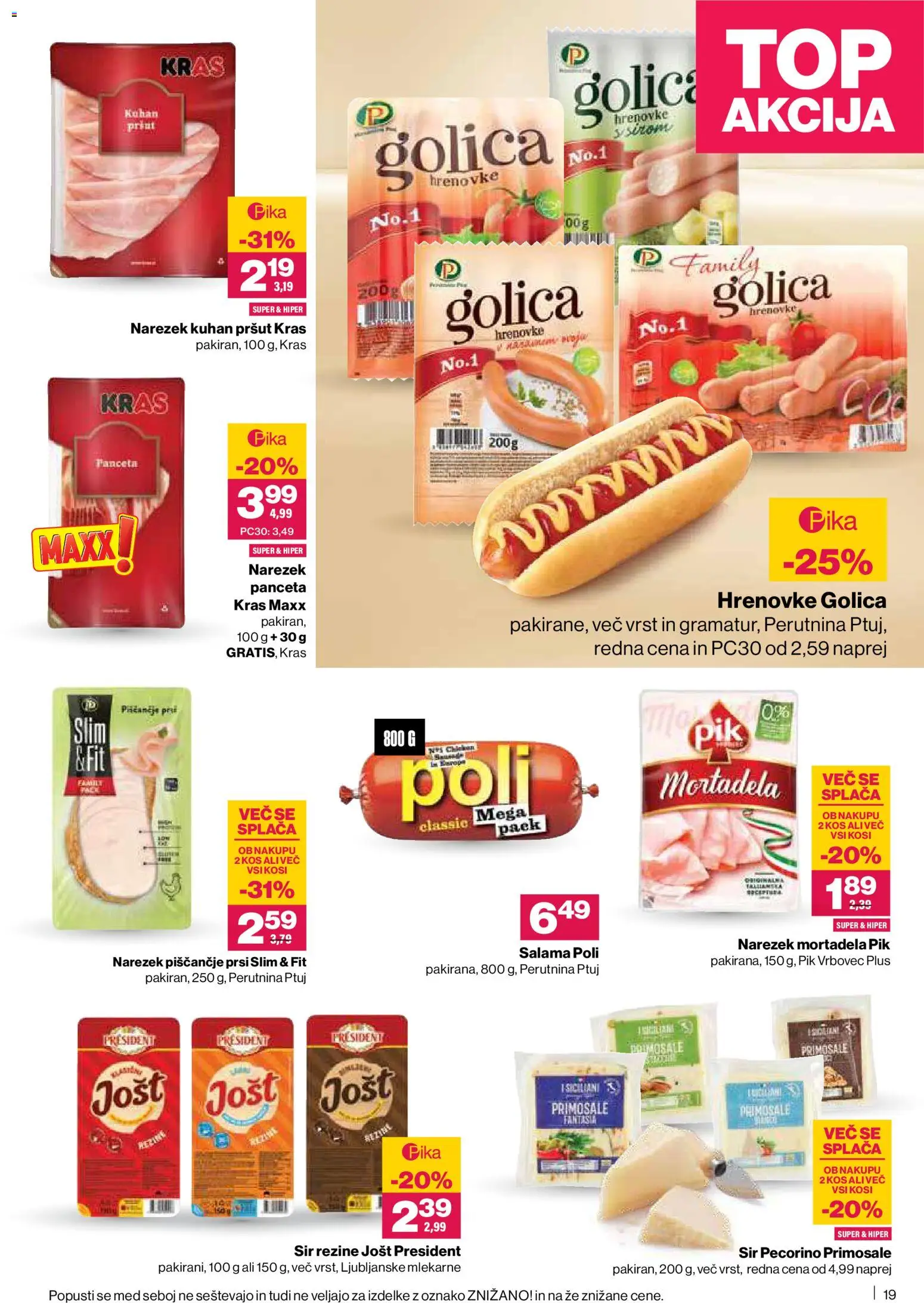Novi Mercator katalog ponudbe – veljaven od 20.11.2025 | Stran: 19 | Izdelki: Hrenovke, Pršut, Sir, Salama