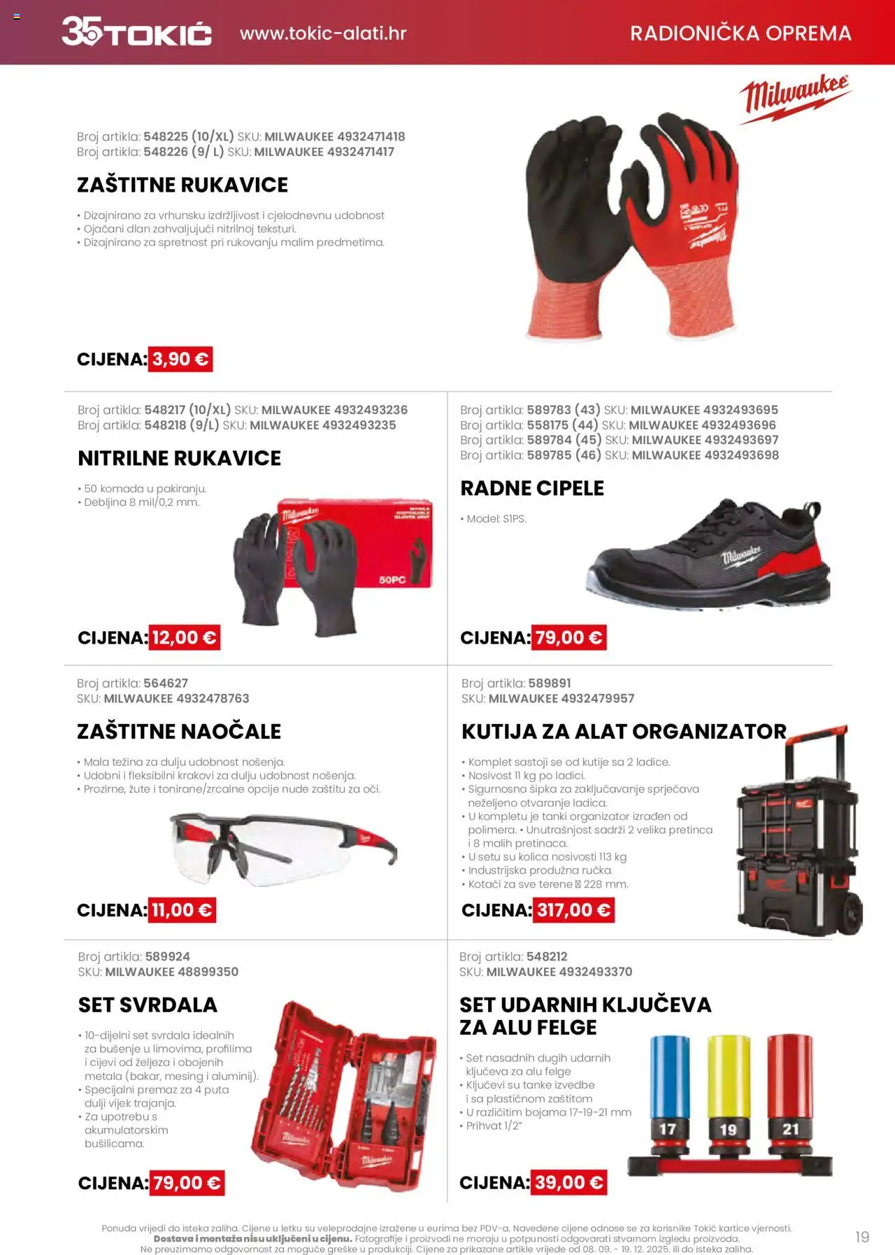 Tokić katalog | vrijedi od 08.09.2025 | Stranica: 19 | Proizvodi: Alat, Rukavice, Naočale, Kutija za alat