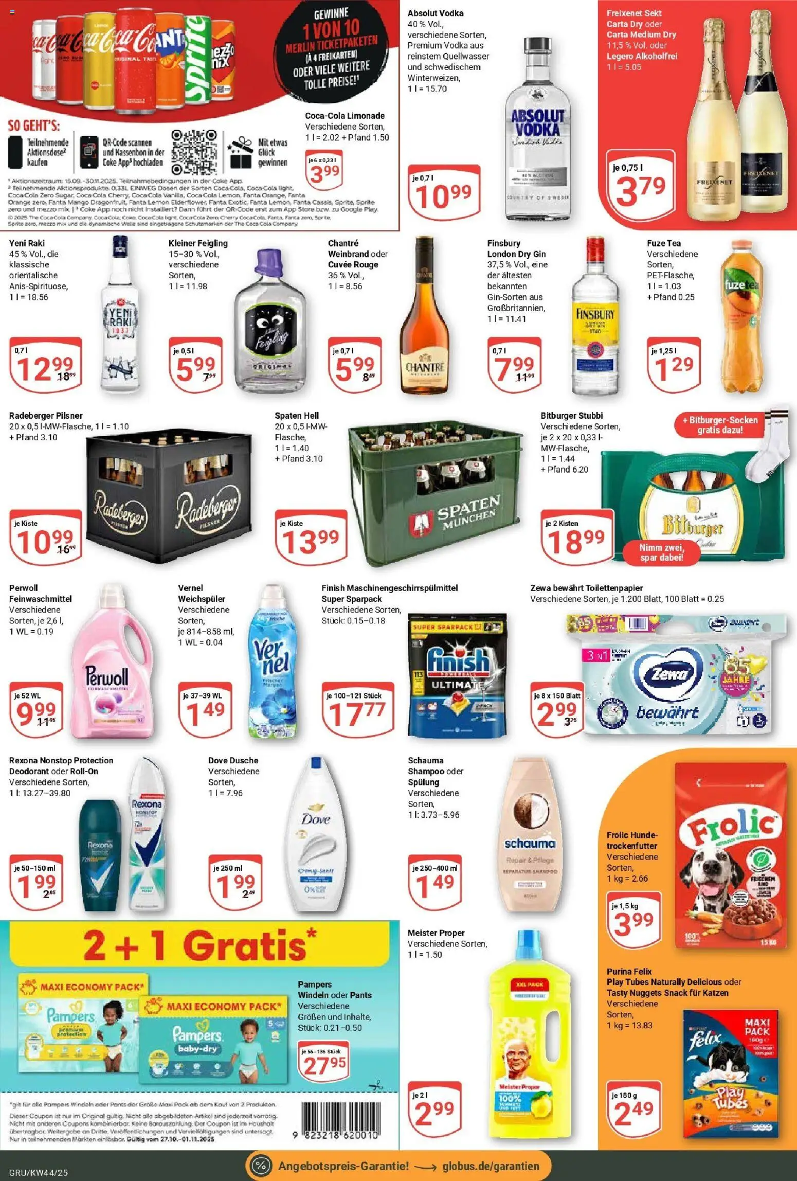 Globus prospekt Grünstadt	 – gültig ab 26.10.2025 | Seite: 3 | Produkte: Bitburger, Pampers, Finish, Toilettenpapier