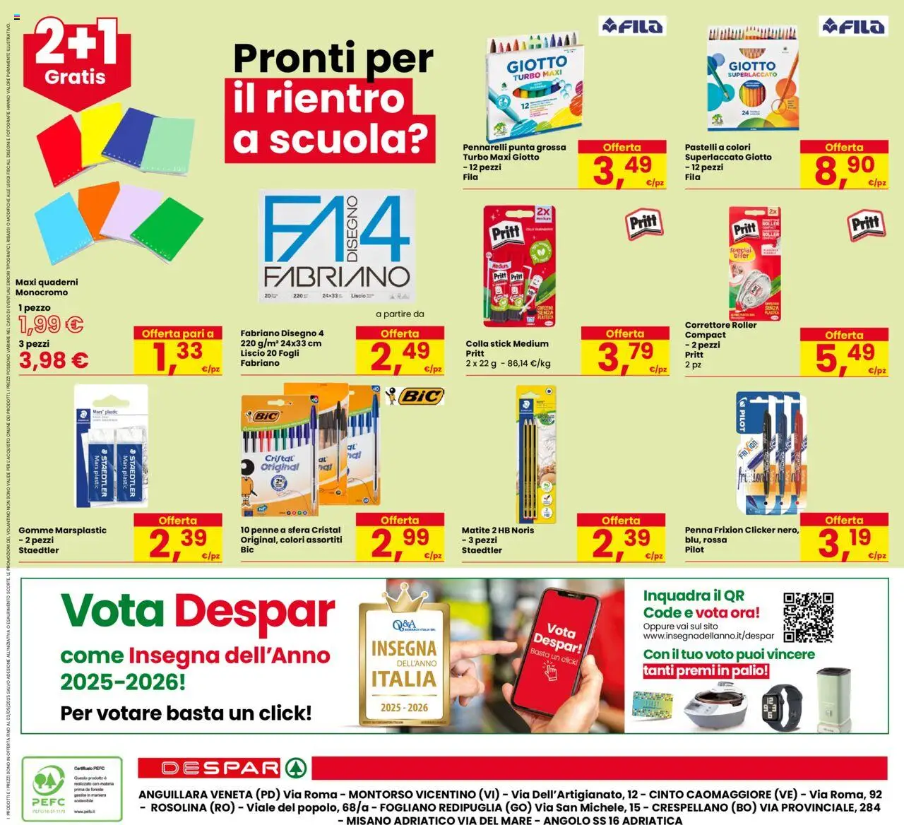 Volantino Despar del 21.08.2025 | Pagina: 24 | Prodotti: Pennarelli, Pastelli, Penne, Correttore