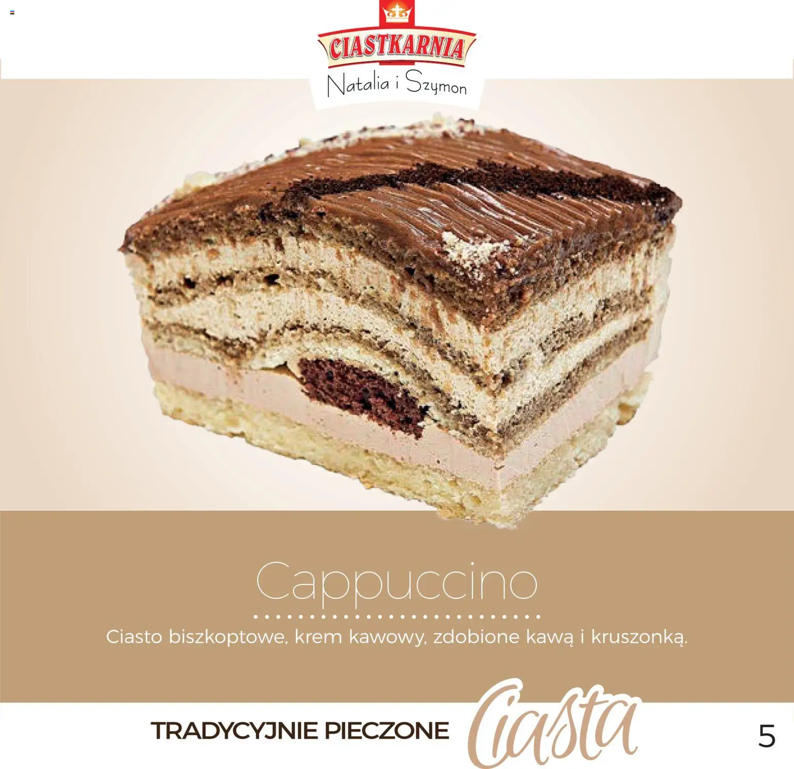 Topaz Gazetka - Ciasta  od 01.12.2025 | Strona: 5 | Produkty: Ciasto, Cappuccino, Kawa, Krem