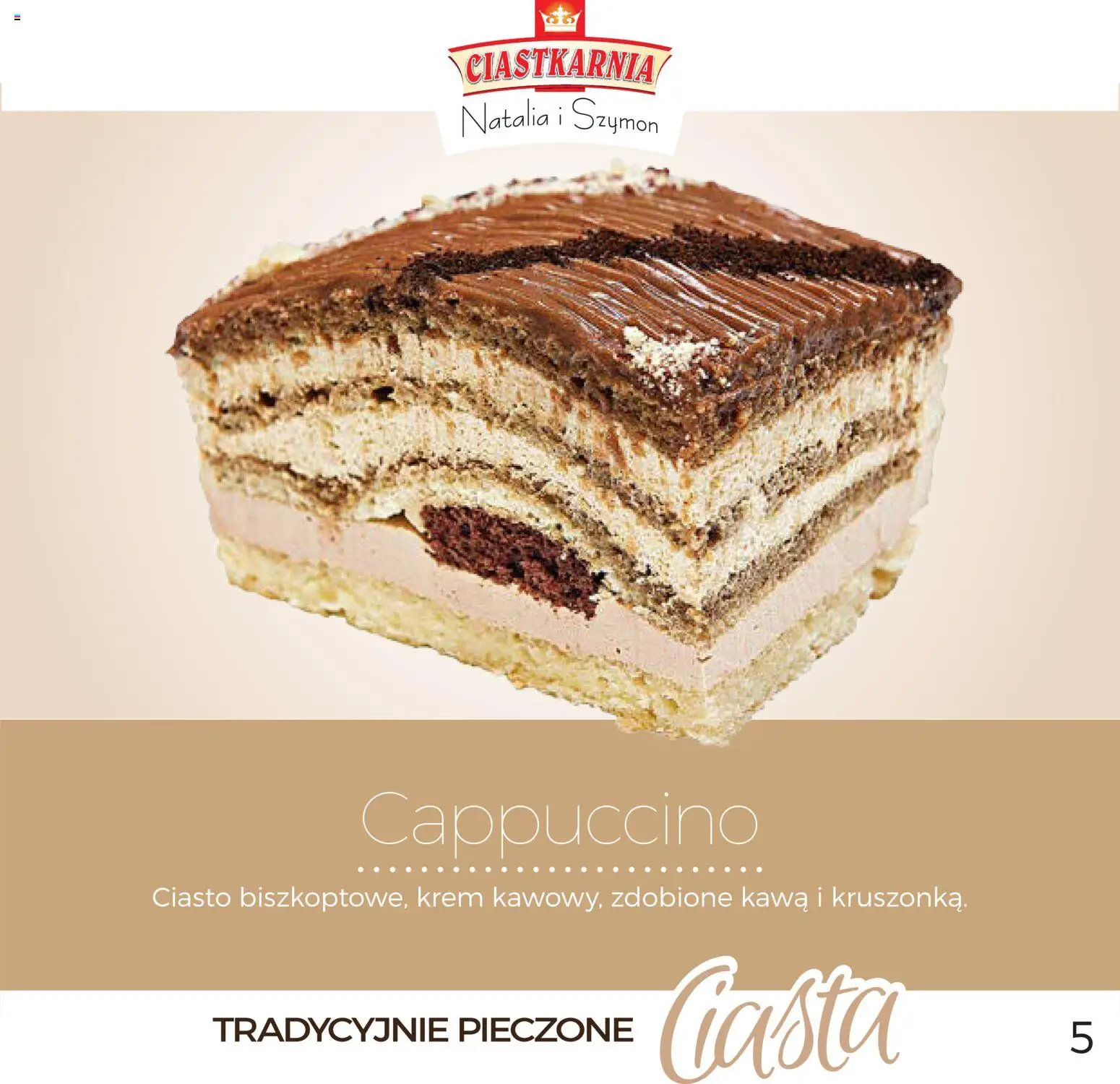 Topaz Gazetka - Ciasta  od 01.12.2025 | Strona: 5 | Produkty: Ciasto, Cappuccino, Kawa, Krem