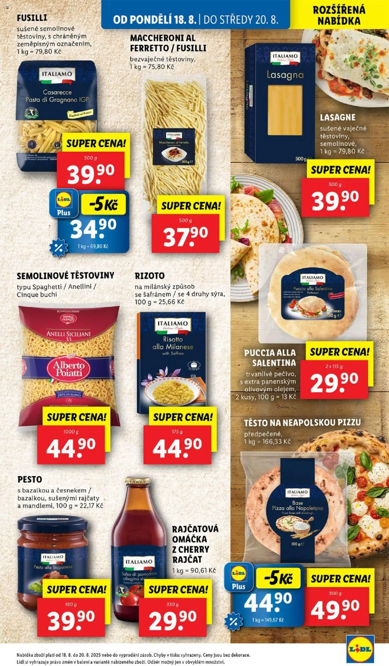 Lidl leták od 18.08.2025 | Strana: 23 | Produkty: Pizza, Rajčatová omáčka, Pesto, Rizoto