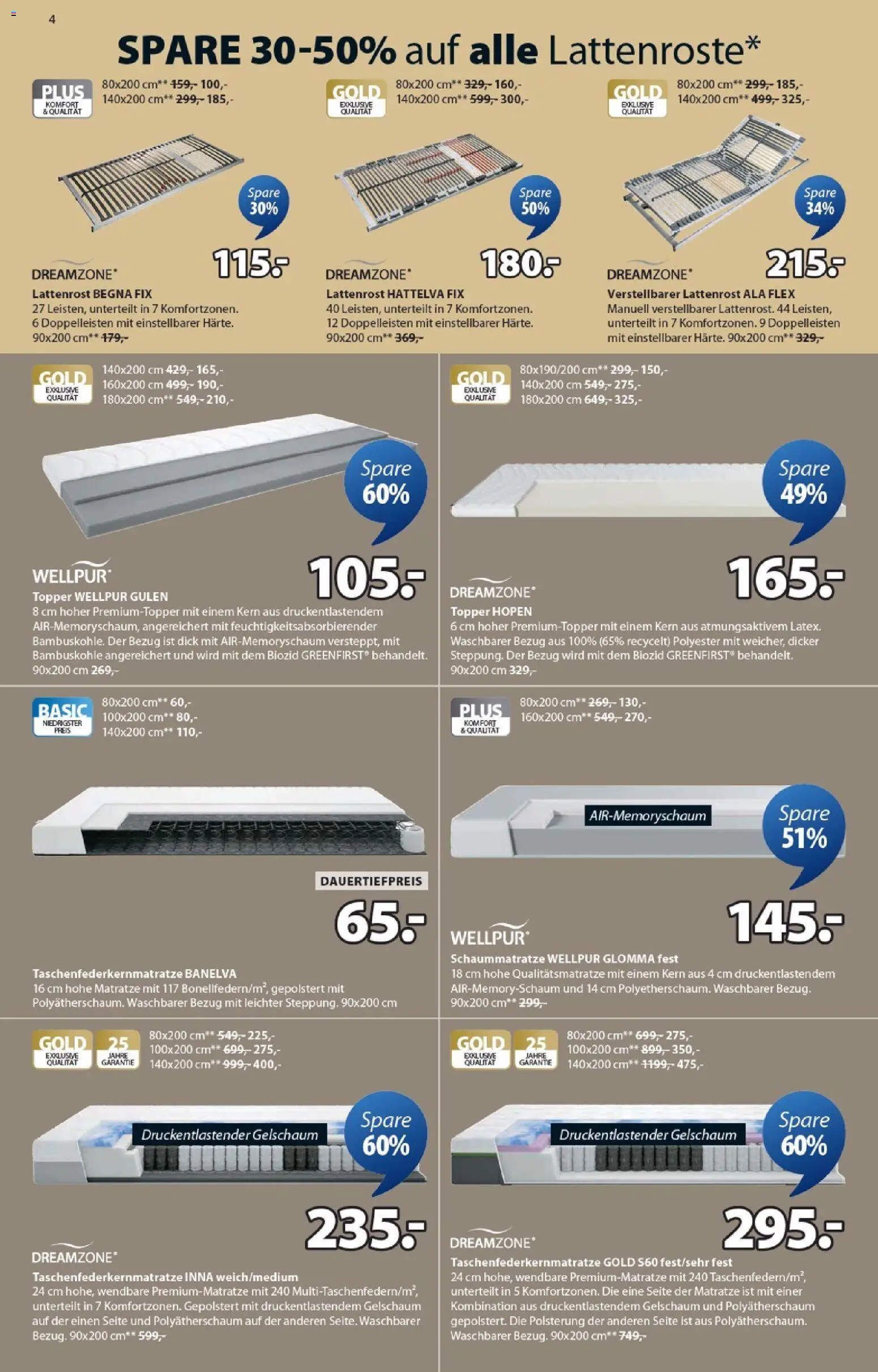 JYSK aktionen – gültig ab 03.03.2026 | Seite: 4 | Produkte: Matratze, Topper, Lattenrost