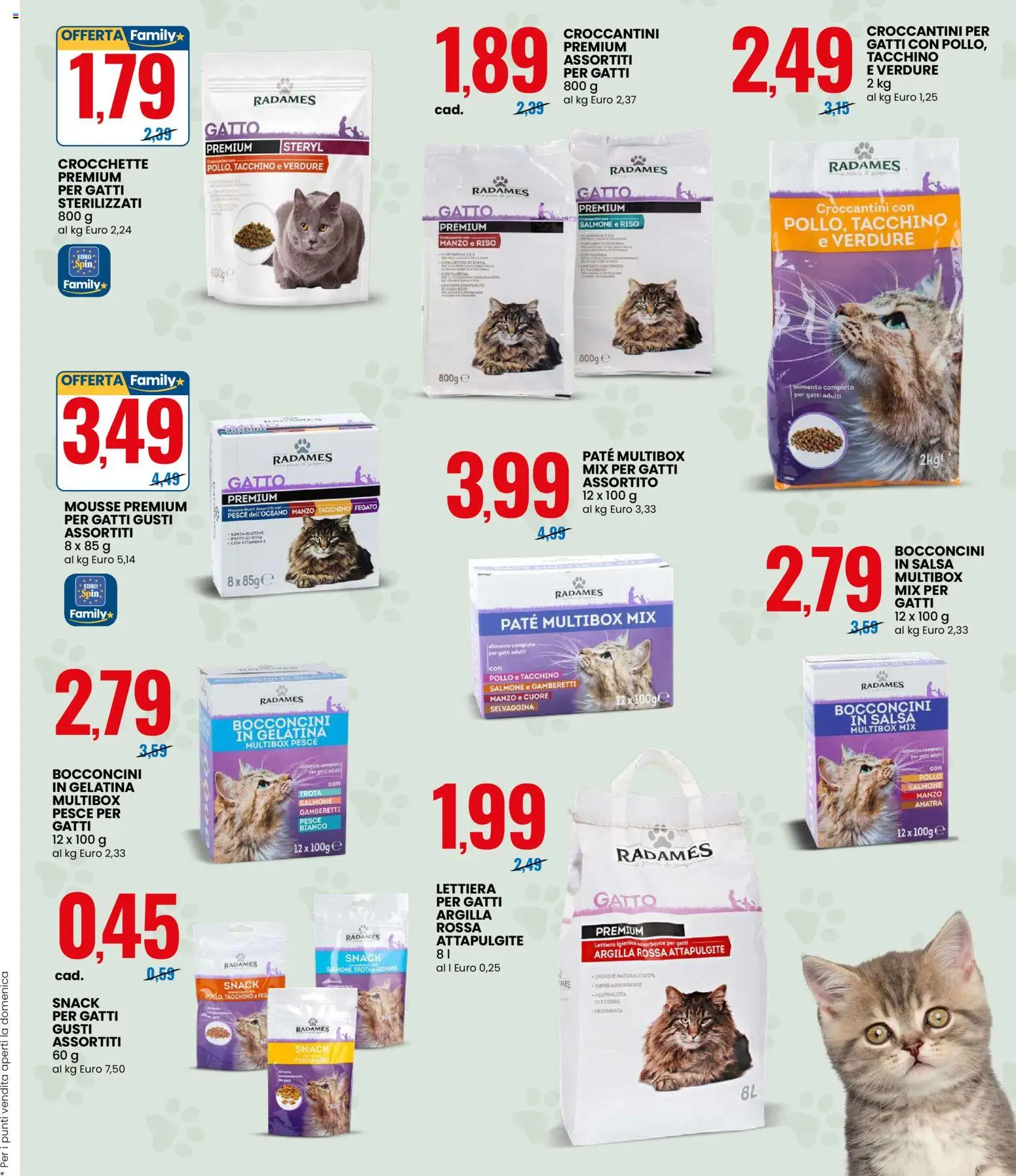 Volantino Eurospin del 20.04.2026 | Pagina: 9 | Prodotti: Lettiera per gatti, Riso, Tacchino, Gamberetti