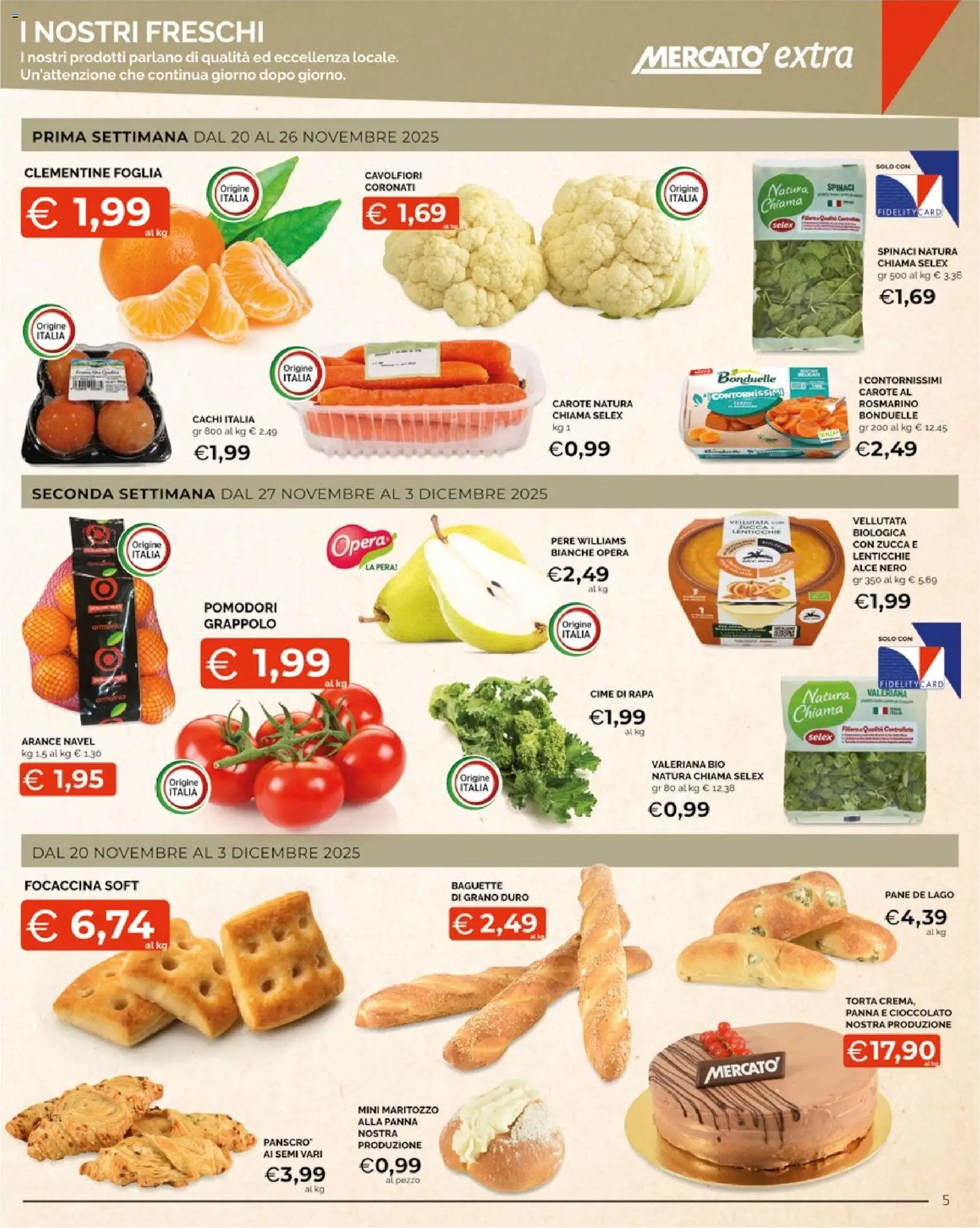 Volantino Mercatò del 20.11.2025 | Pagina: 5 | Prodotti: Valeriana, Carote, Cachi, Pera