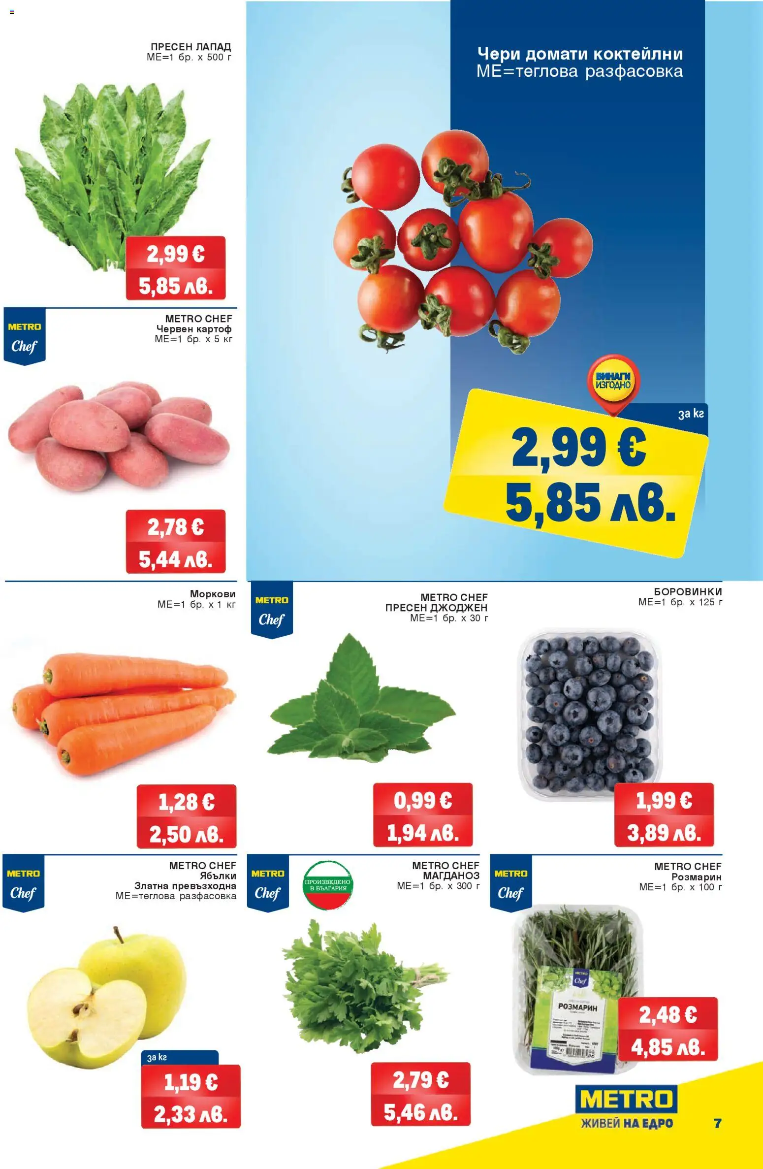 {H1} | Страница: 7 | Продукти: Домати, Боровинки, Магданоз, Моркови