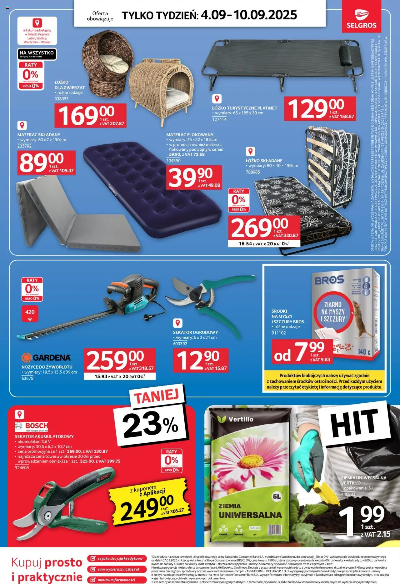 Selgros cash&carry Gazetka - Jeszcze więcej super promocji od 04.09.2025 | Strona: 11 | Produkty: Ziemia uniwersalna, Sekator, Materac, Materac składany