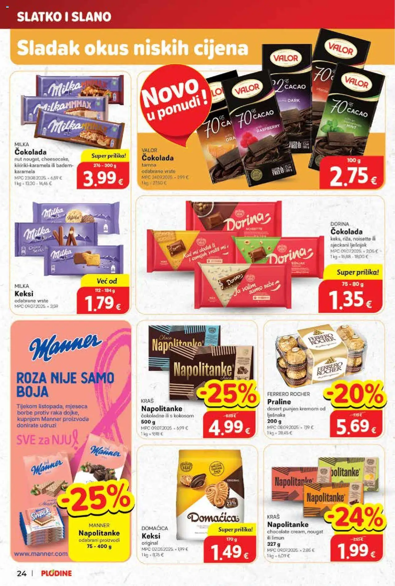 Plodine katalog | vrijedi od 08.10.2025 | Stranica: 24 | Proizvodi: Čokolada, Lješnjak, Milka, Ferrero Rocher