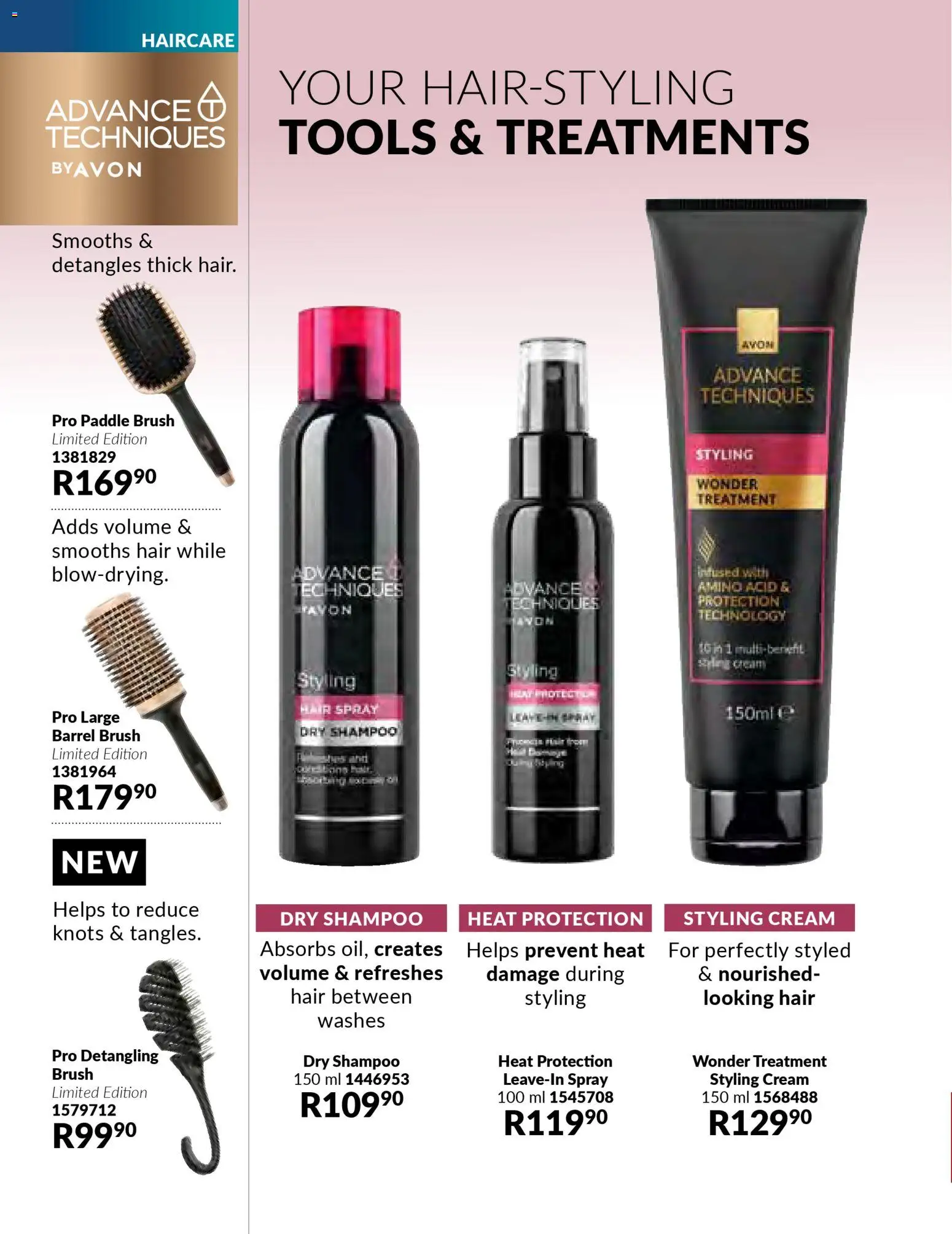 New Avon catalogue – valid from 01.12.2025 | Page: 168 | Products: Brush, Shampoo, Hair spray, Cream