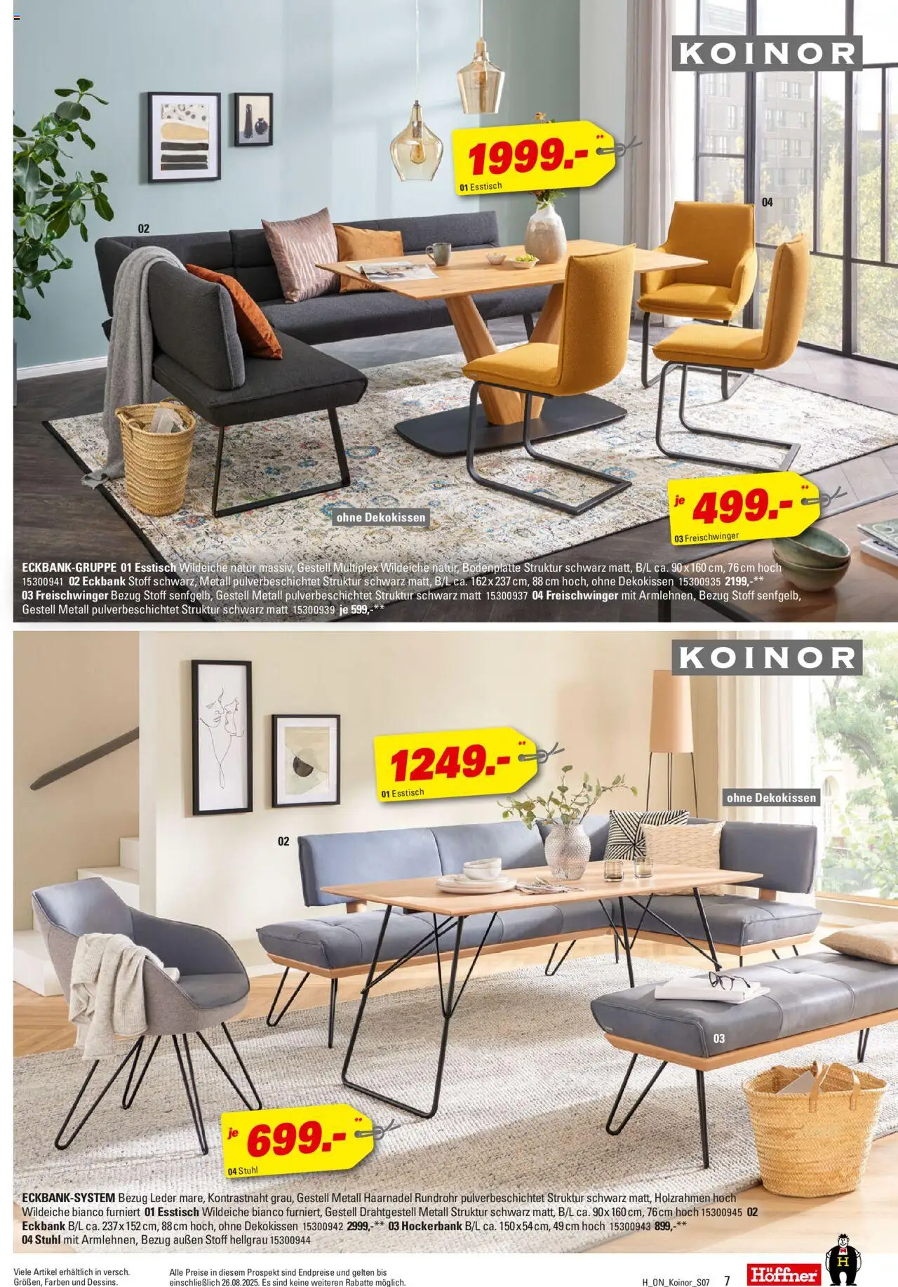 Höffner - Koinor - gültig ab dem 13.08.2025 | Seite: 7 | Produkte: Esstisch, Eckbank, Stuhl