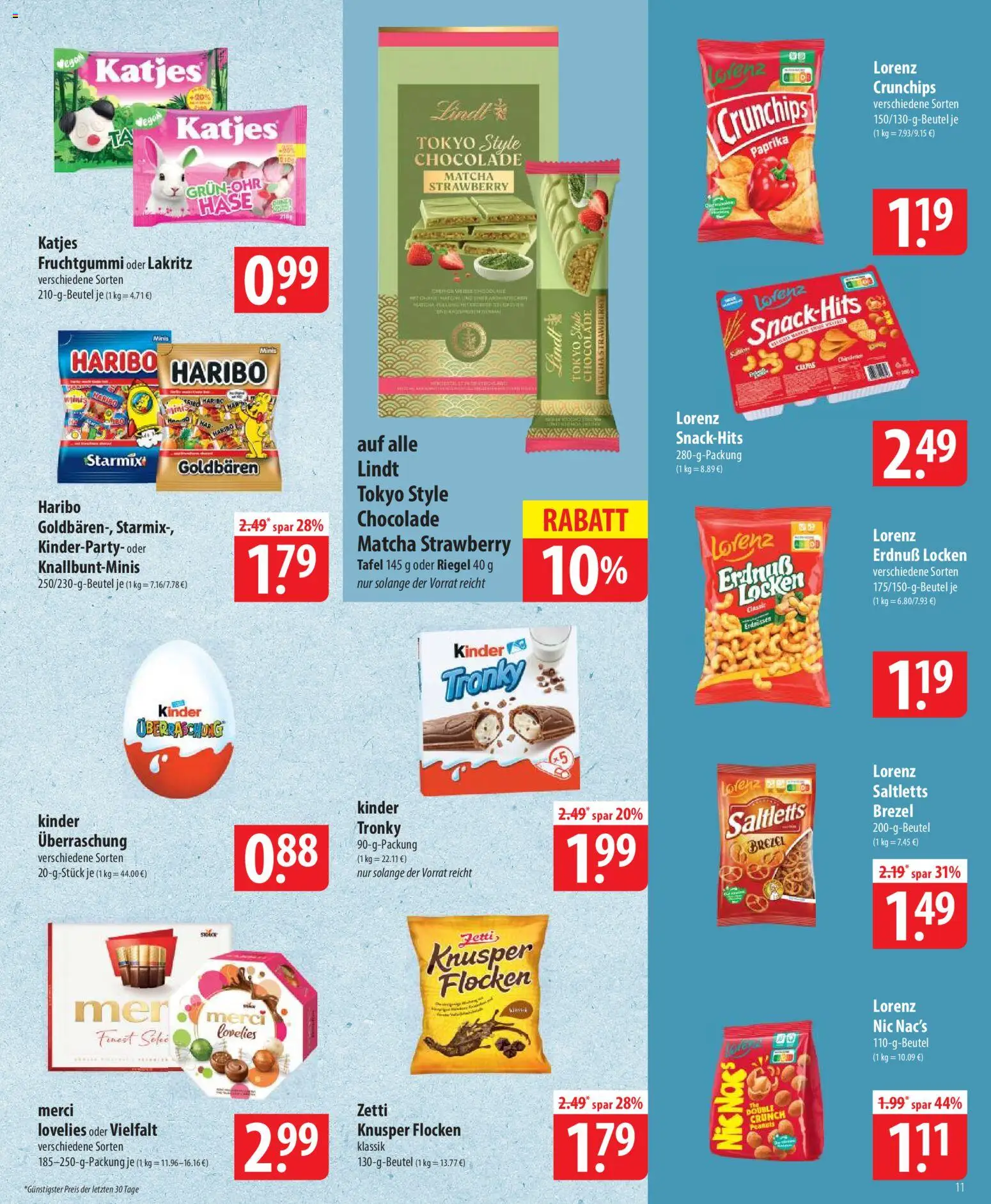 Famila Prospekt 	 – gültig ab 23.03.2026 | Seite: 11 | Produkte: Merci, Haribo, Paprika, Flocken