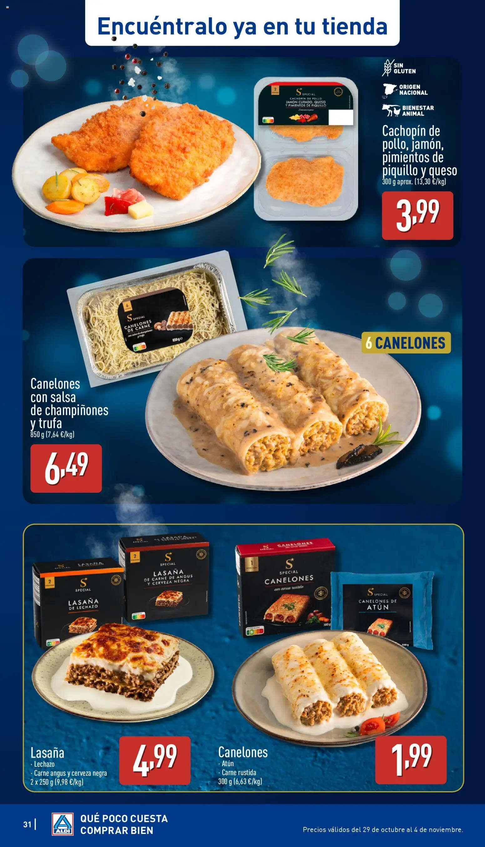 Aldi folleto Península │ válido desde el 30.10.2025 | Página: 31 | Productos: Queso, Jamón, Lasaña, Canelones