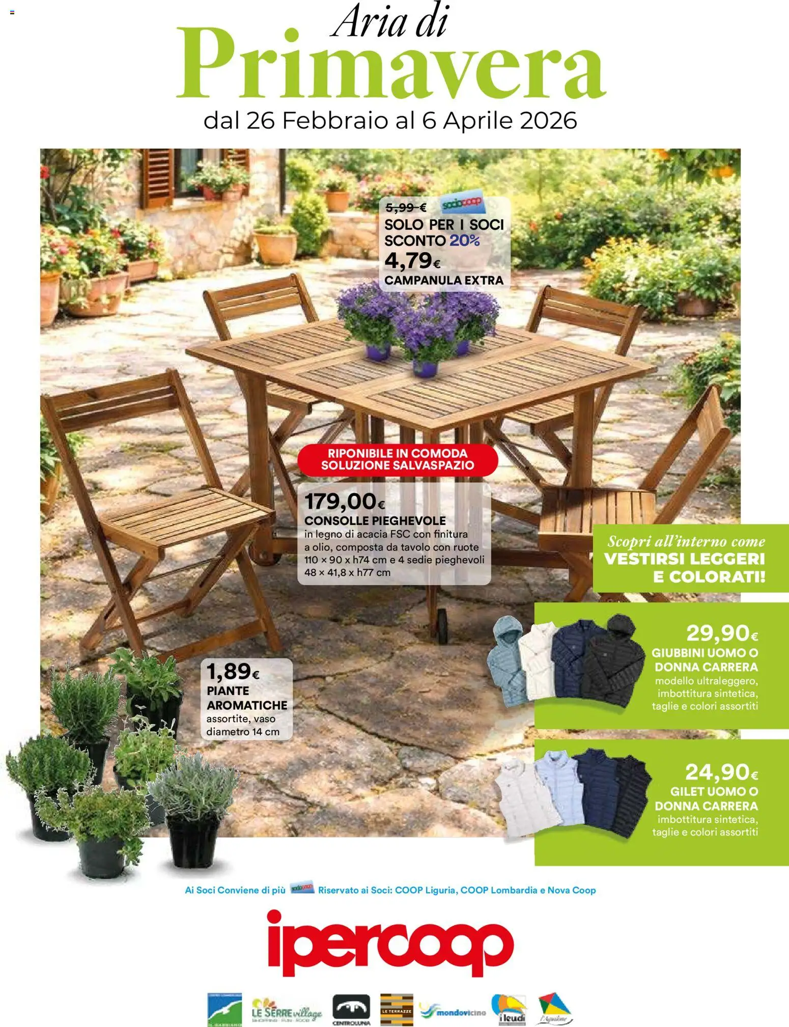 Volantino Ipercoop del 26.02.2026 | Pagina: 1 | Prodotti: Gilet, Tavolo, Vaso