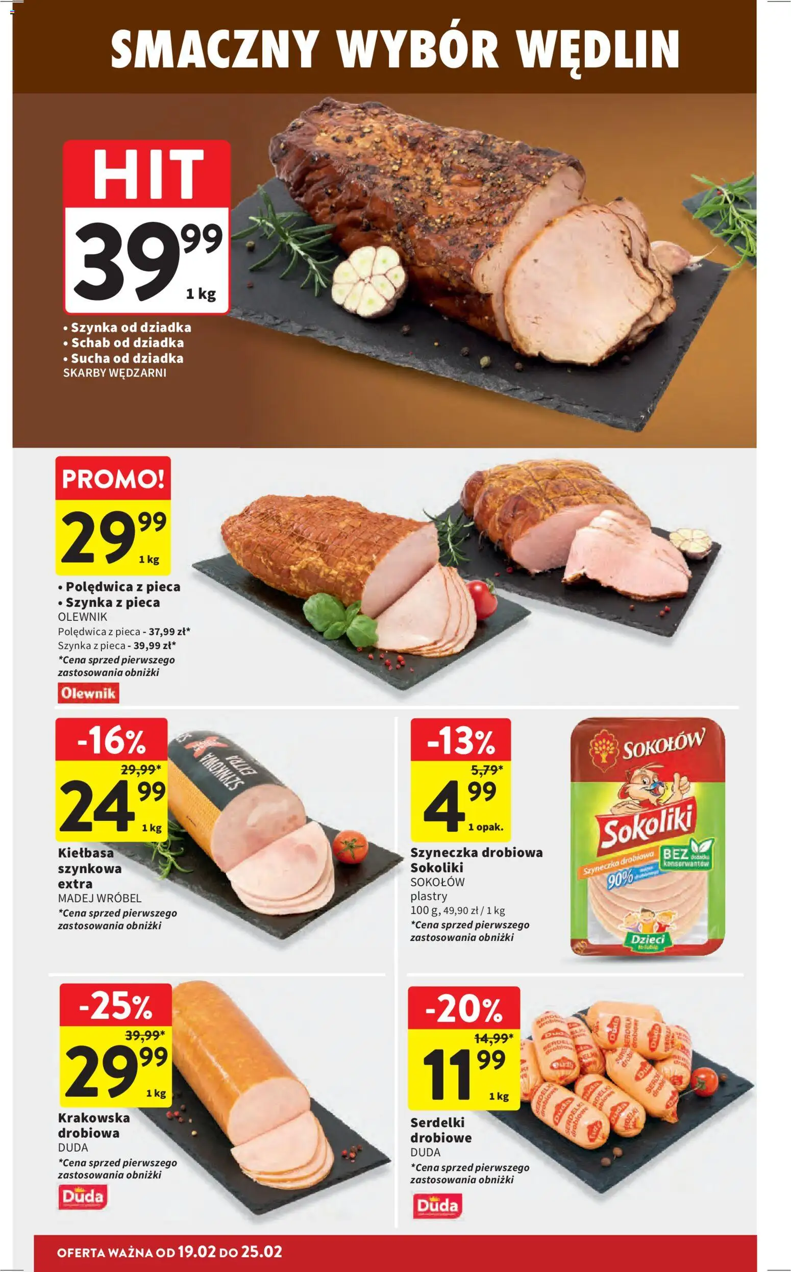 Intermarche Gazetka od 19.02.2026 | Strona: 14 | Produkty: Kiełbasa, Schab, Szynka