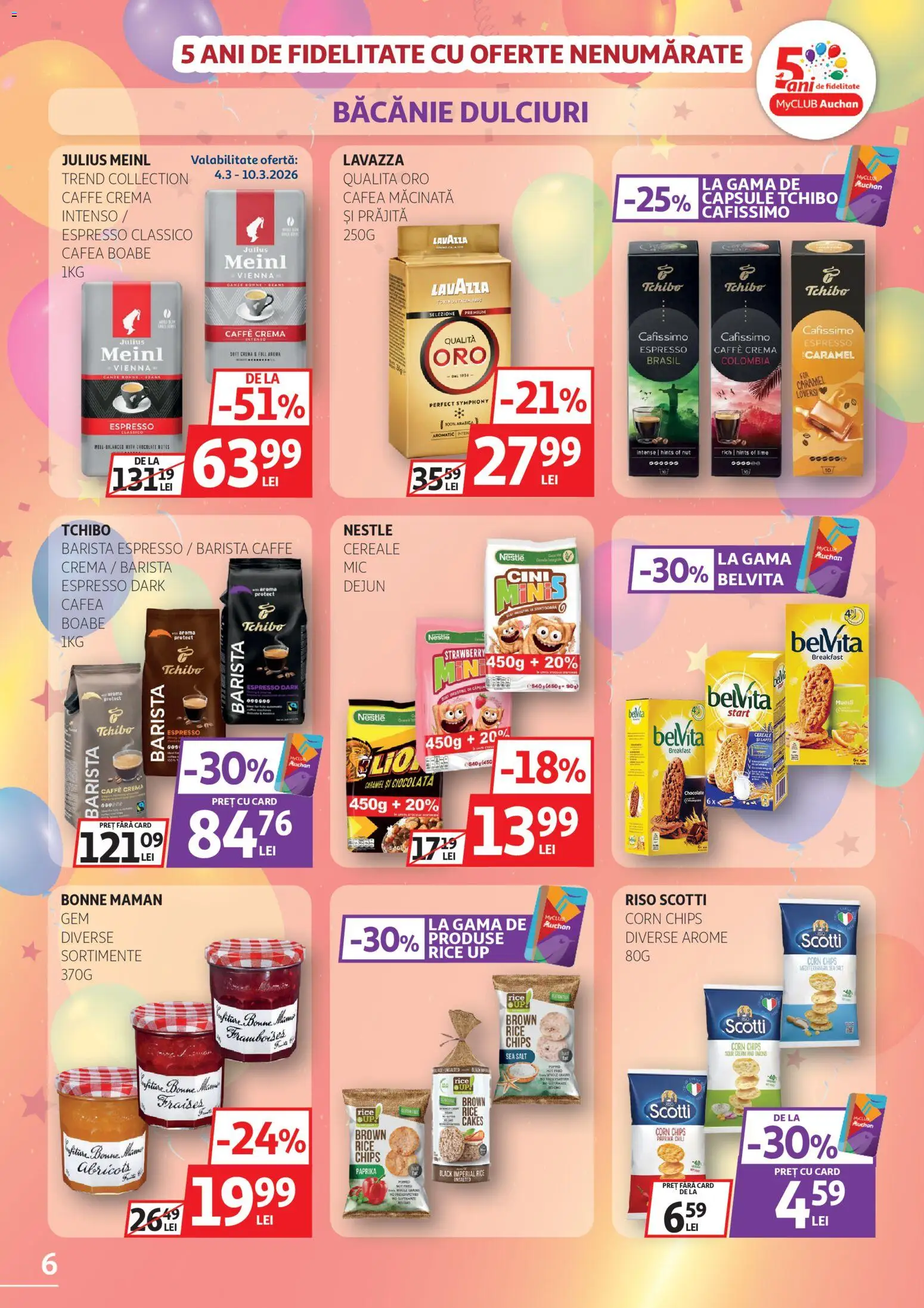 Noul catalog Auchan – valabil de la 04.03.2026 | Pagină: 6 | Produse: Lapte, Cremă, Ciocolată, Cereale