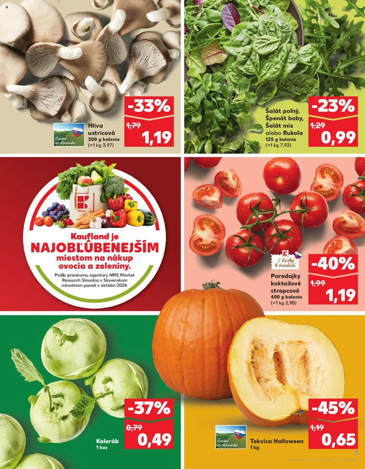 Nové Kaufland akcie – leták je platný od 09.10.2025 | Strana: 5 | Produkty: Paradajky, Šalát