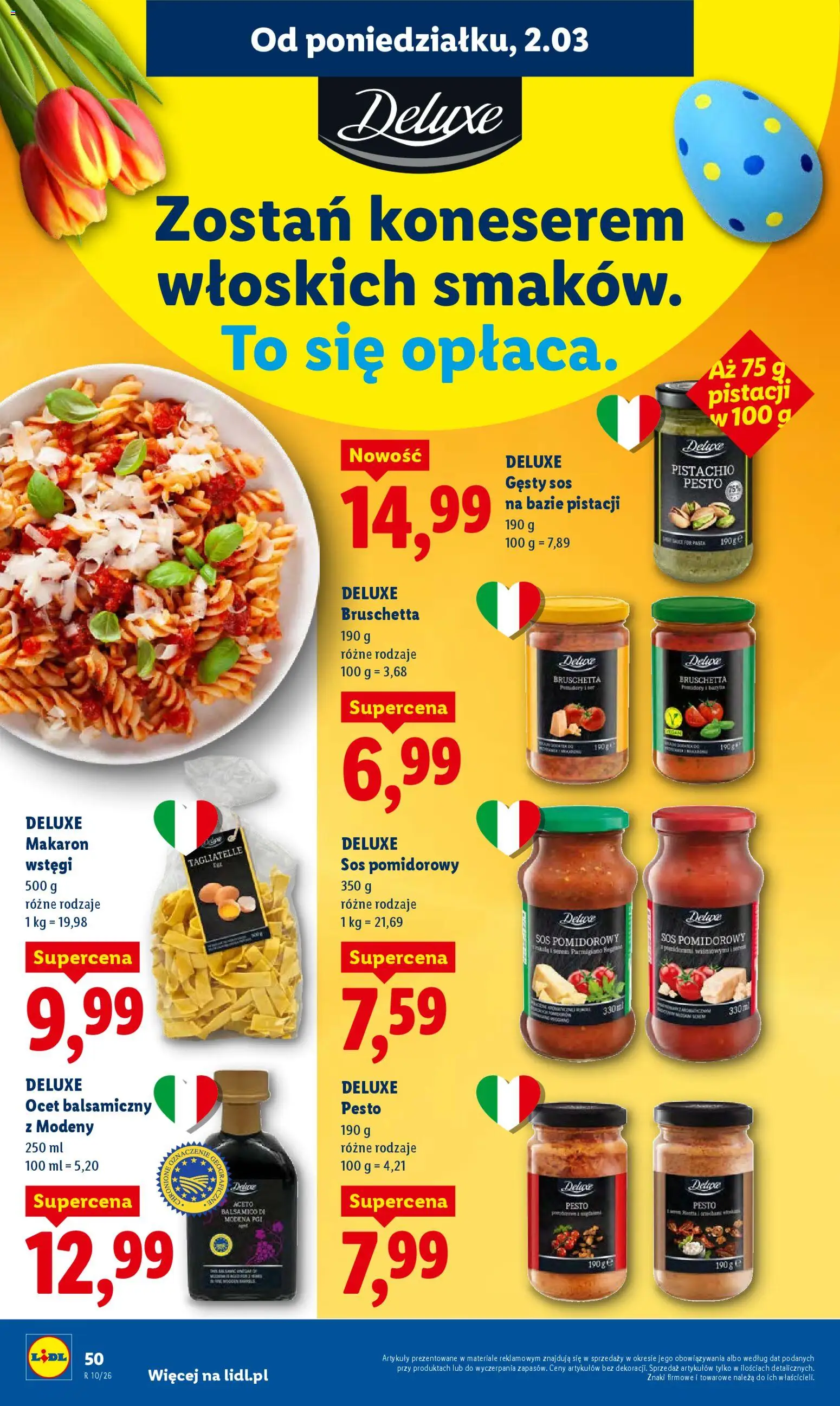 Lidl Polsko leták od 02.03.2026 | Strana: 50 | Produkty: Bruschetta, Deluxe, Pesto, Balsamico