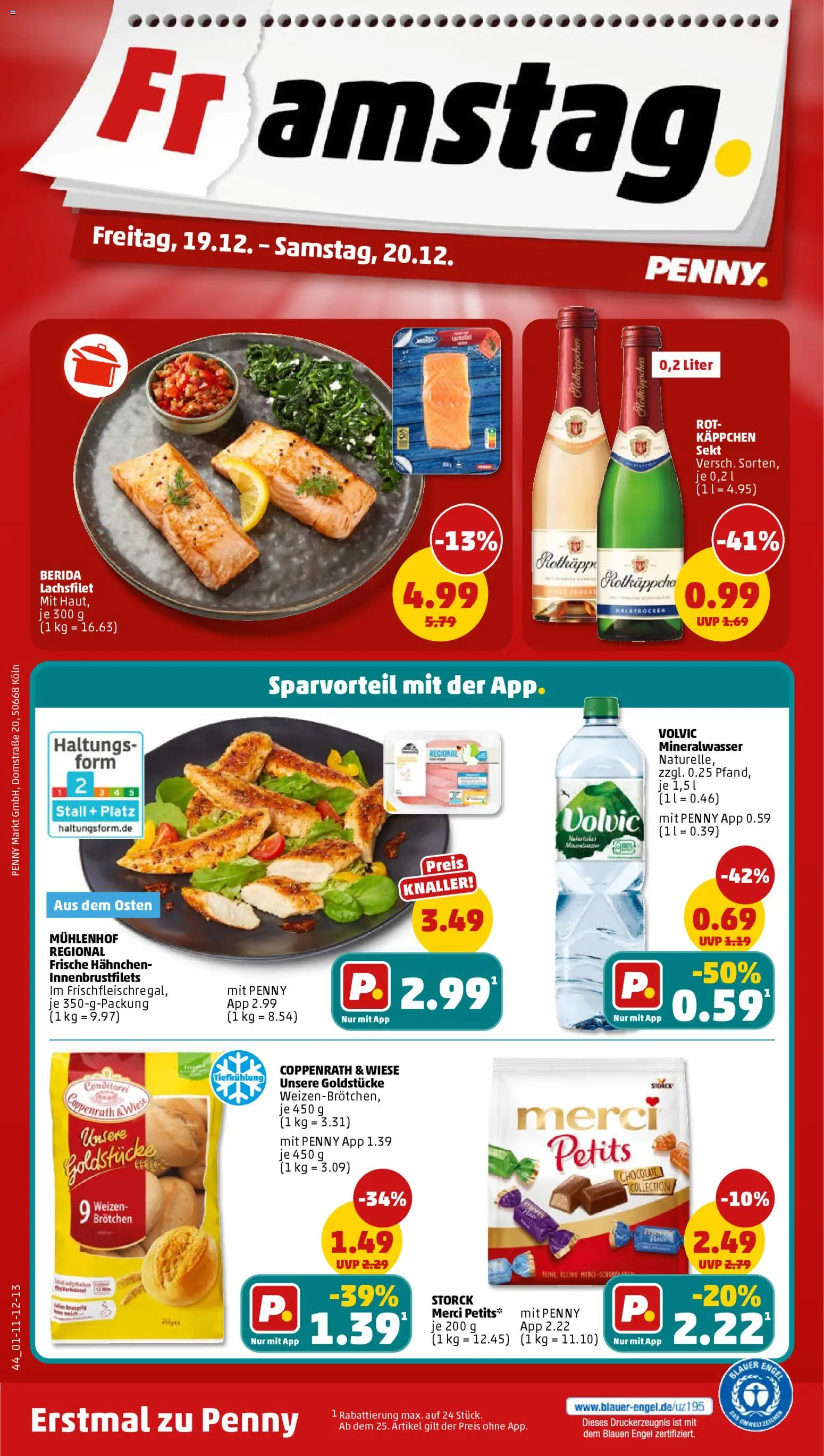 Penny Prospekt 	 – gültig ab 15.12.2025 | Seite: 48 | Produkte: Hahnchen, Sekt, Mineralwasser, Volvic