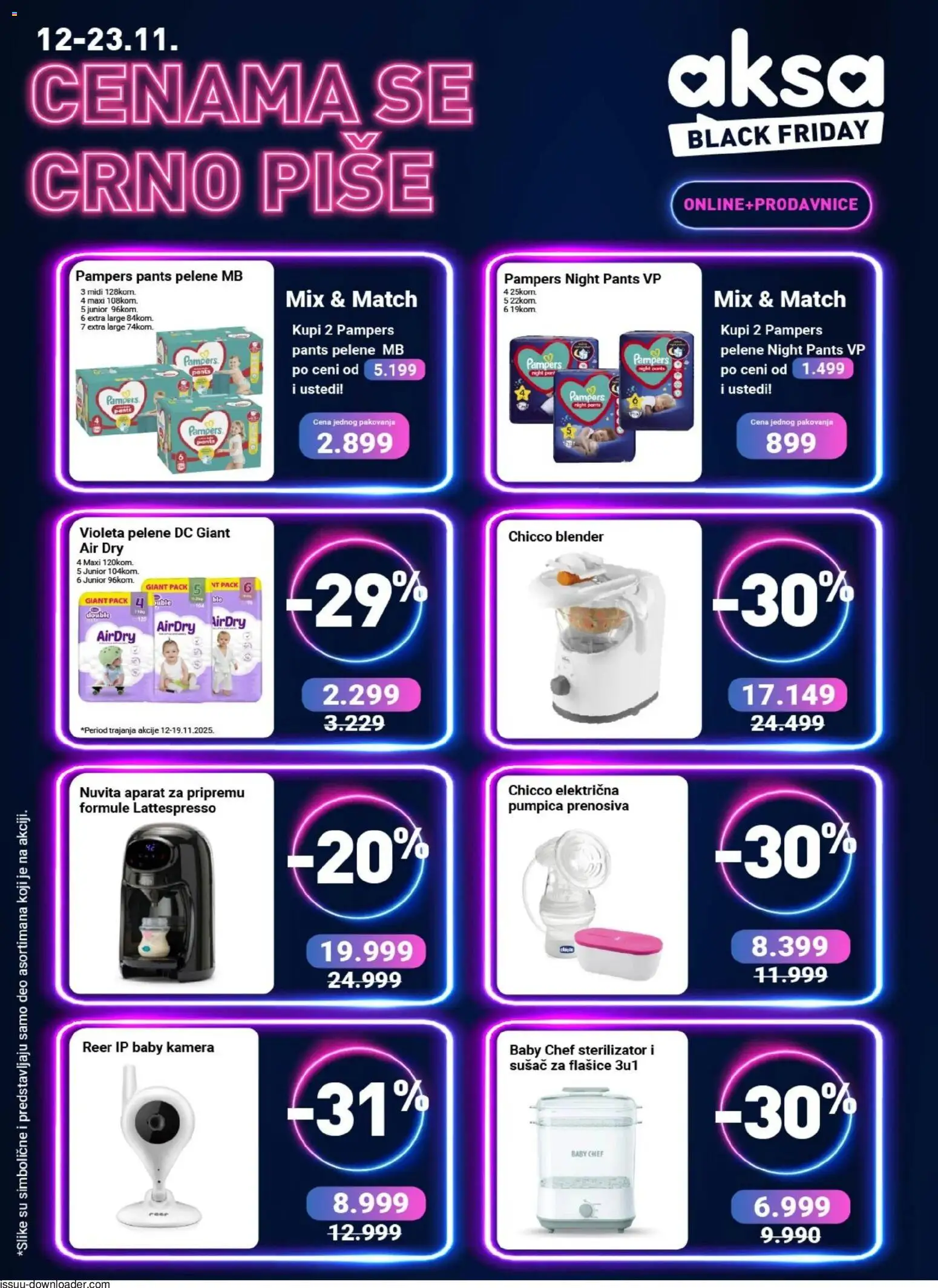 Aksa katalog - važi od 12.11.2025 | Strana: 7 | Proizvode: Pampers, Kamera, Blender, Pelene
