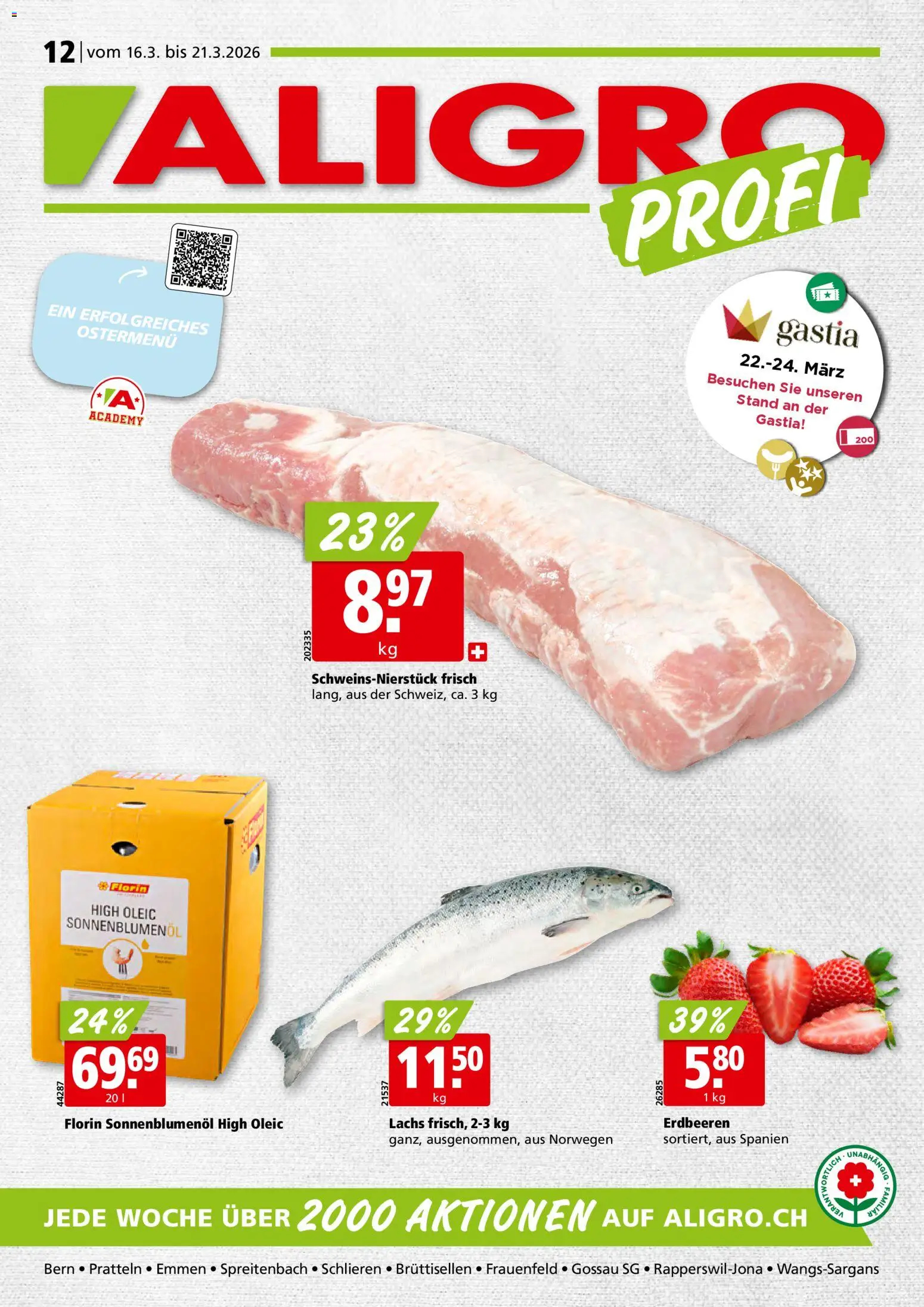 Aligro aktionen – gültig ab 16.03.2026 | Seite: 1 | Produkte: Lachs, Erdbeeren
