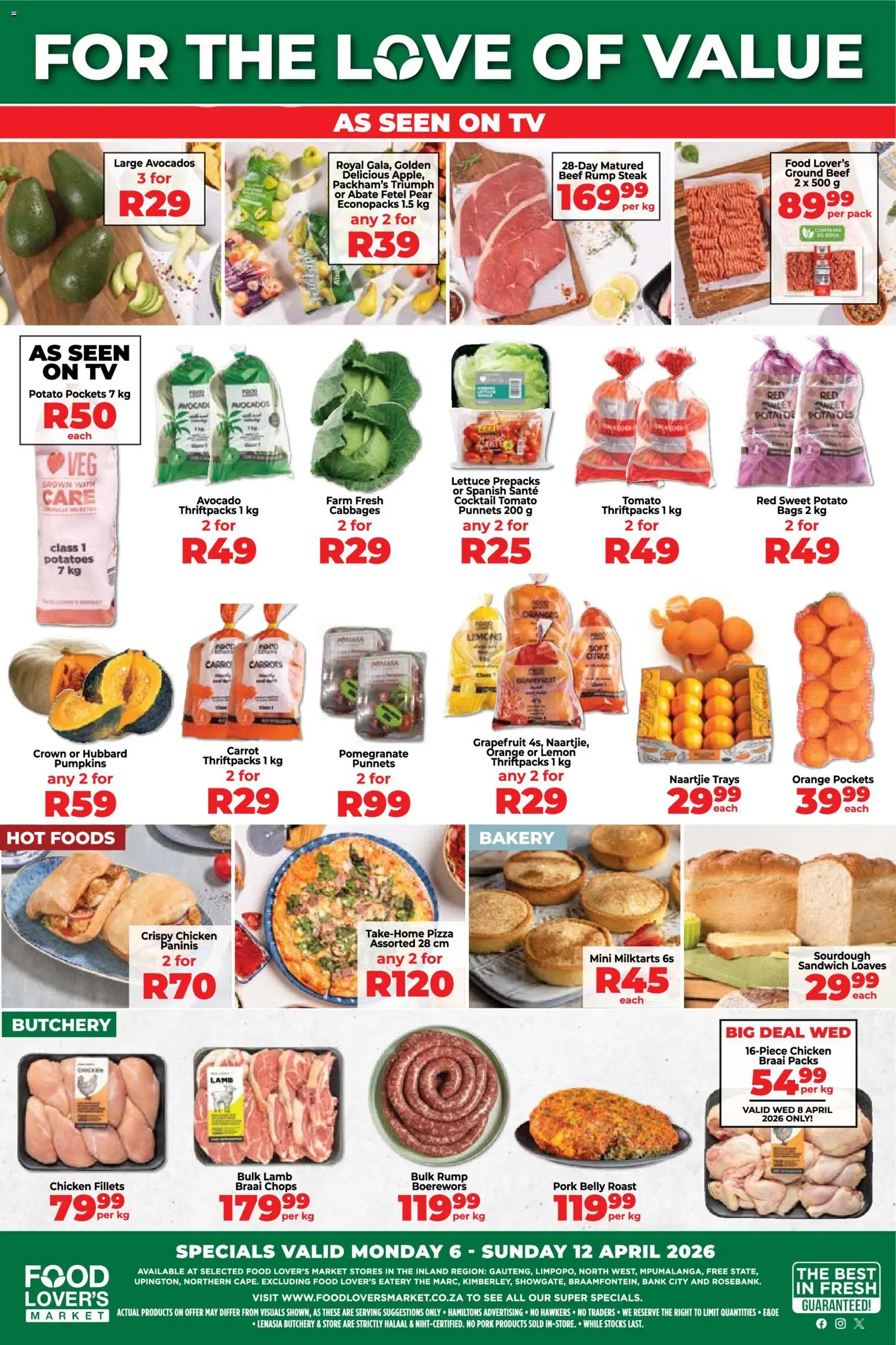 New Food Lover's Market catalogue – valid from 06.04.2026 | Page: 1 | Products: Steak, Chicken, Avocados, Pumpkins