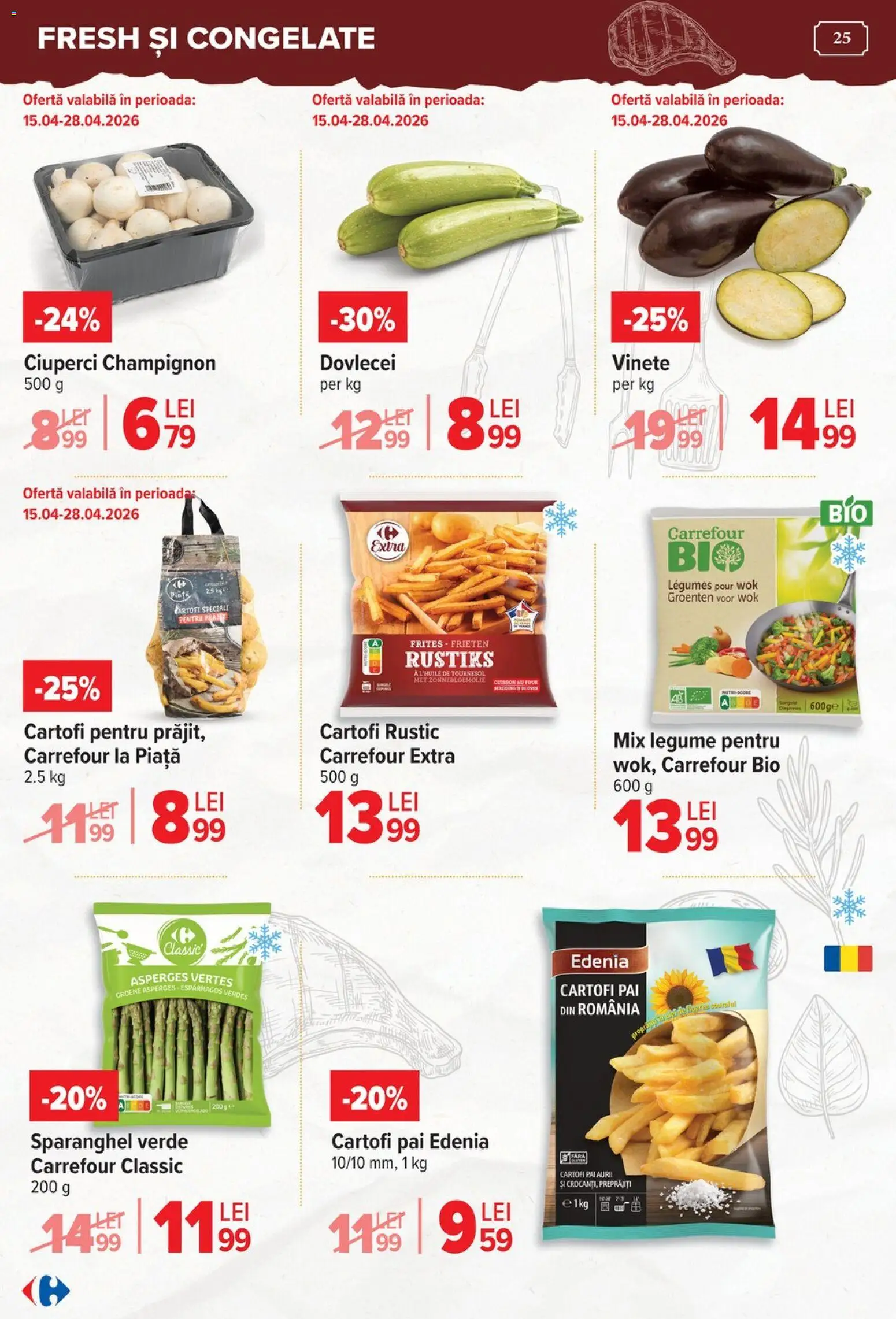 Noul catalog Carrefour – valabil de la 15.04.2026 | Pagină: 25 | Produse: Şerit ödül, Pară, Ciuperci, Cartofi