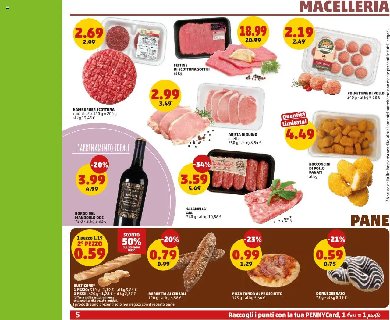 Volantino PENNY del 11.09.2025 | Pagina: 5 | Prodotti: Pane, Prosciutto, Barretta, Hamburger