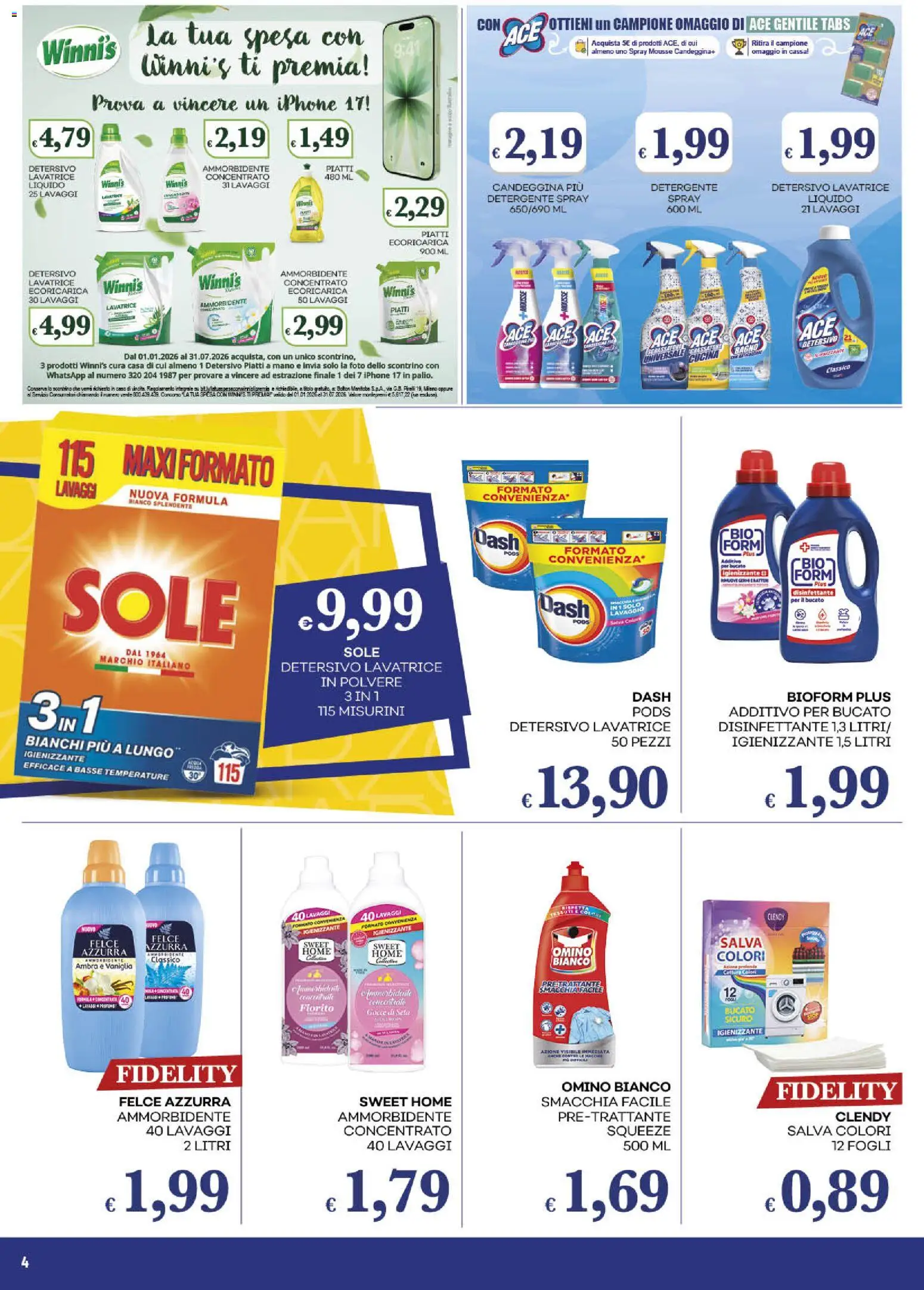 Volantino Pilato del 03.03.2026 | Pagina: 4 | Prodotti: Detergente, Candeggina, Lavatrice, Bagno