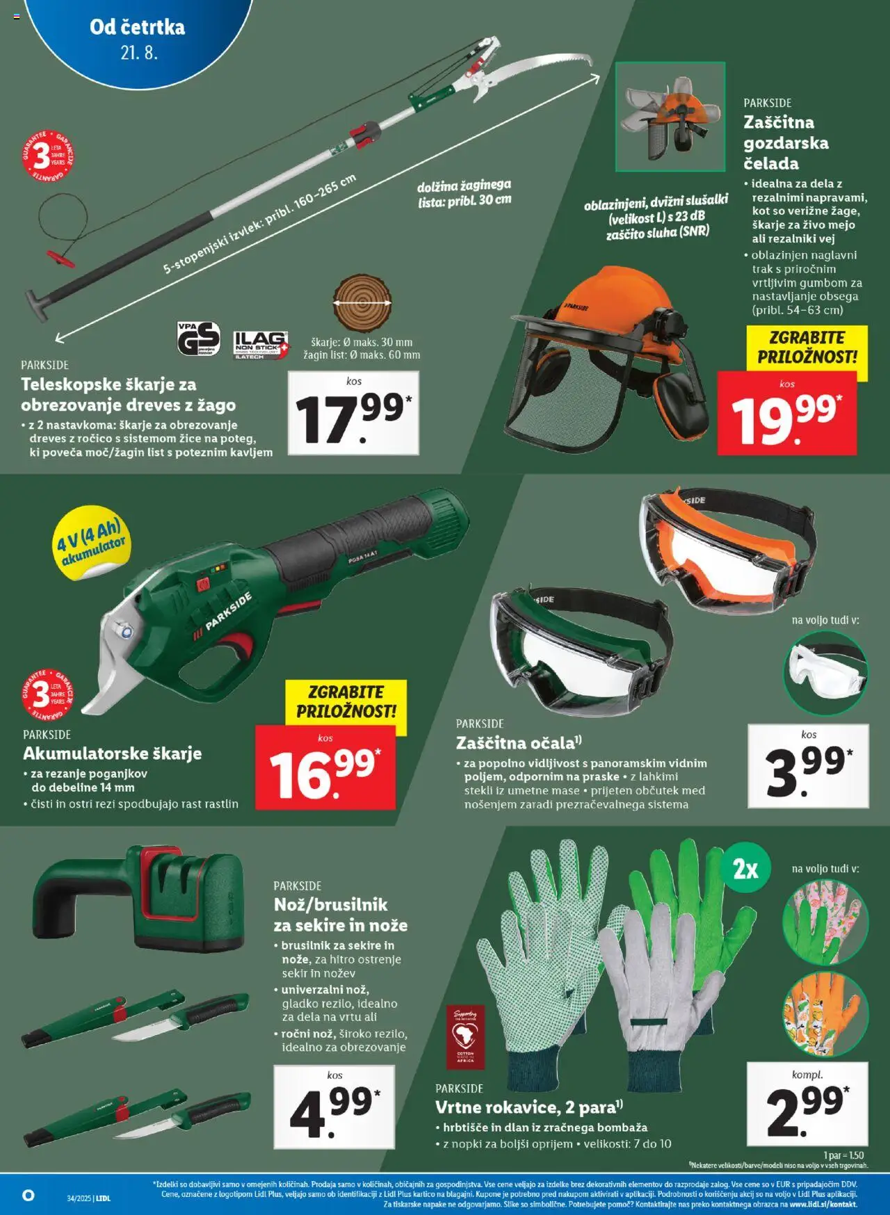 Lidl katalog │ velja od 21.08.2025 | Stran: 32 | Izdelki: Škarje za živo mejo, Akumulator, Čelada, Brusilnik