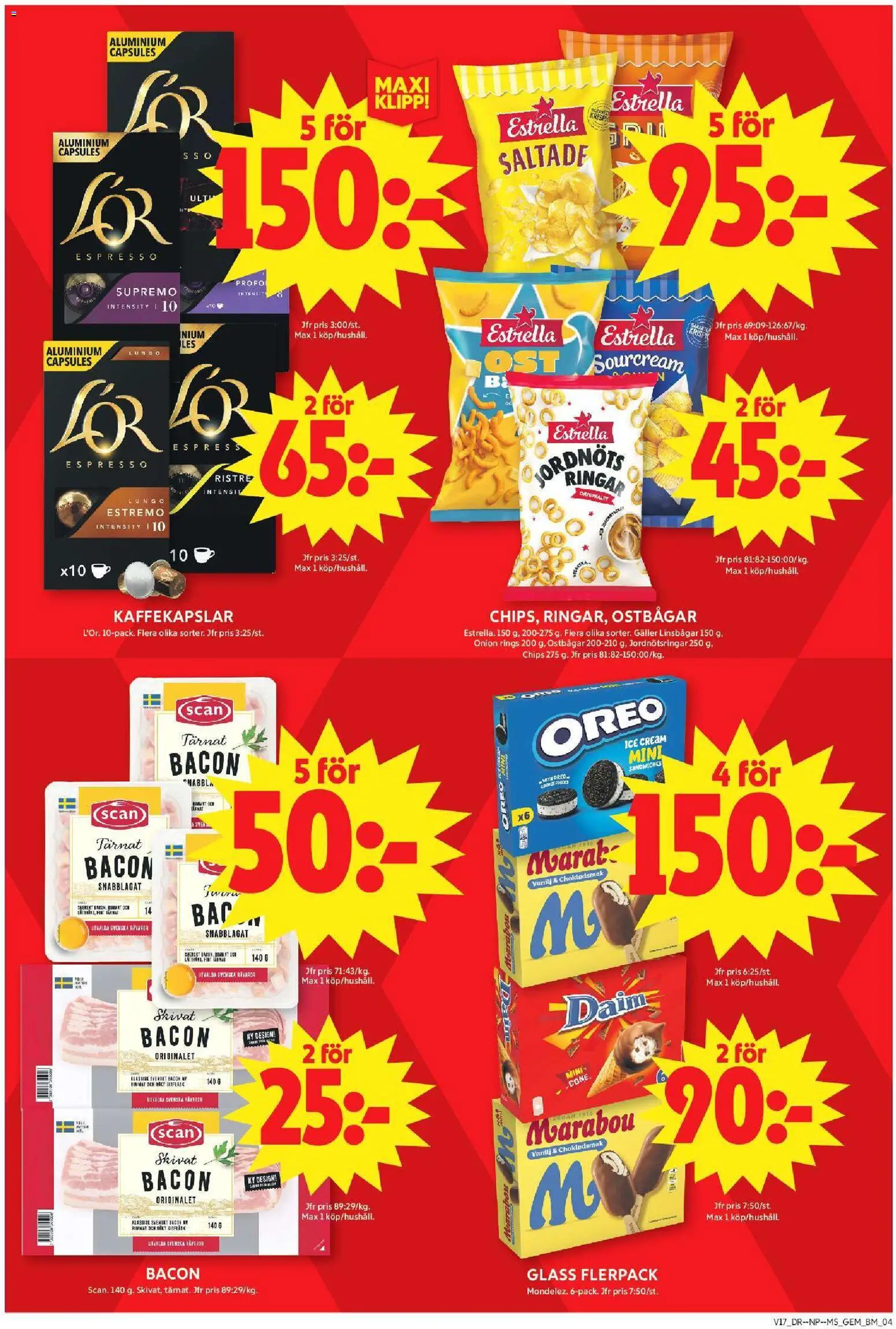 ICA Maxi reklamblad aktuell från 20.04.2026 | Sida: 6 | Produkter: Bacon, Chips, Kaffekapslar, Oreo