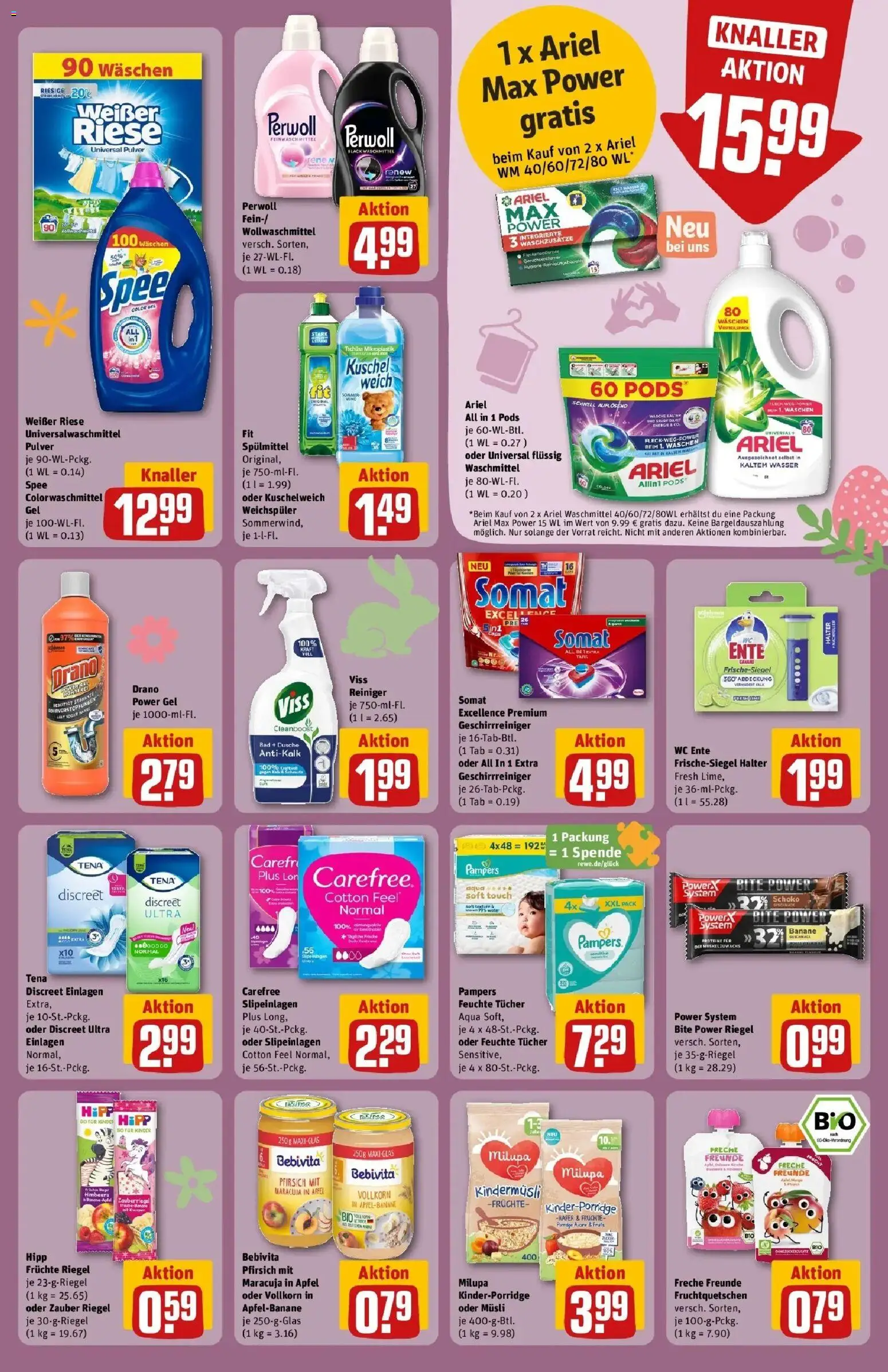 Rewe Prospekt Halle (Saale)	 – gültig ab 30.03.2026 | Seite: 29 | Produkte: Ariel, Bad, Perwoll, Wasser