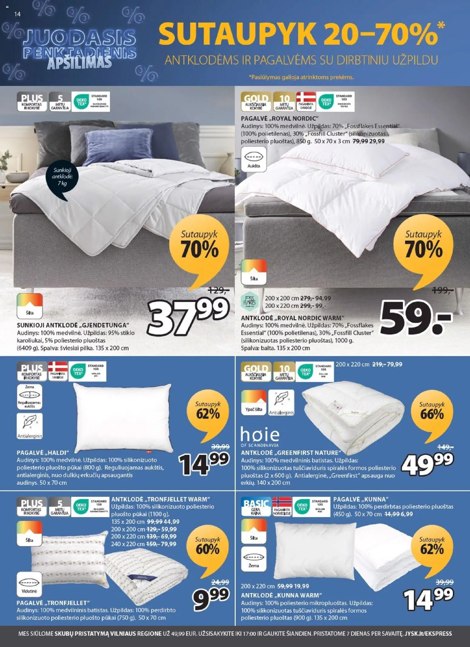 JYSK akcijos nuo 04.11.2025 | Puslapis: 14 | Prekių: Pagalvė, Antklodė