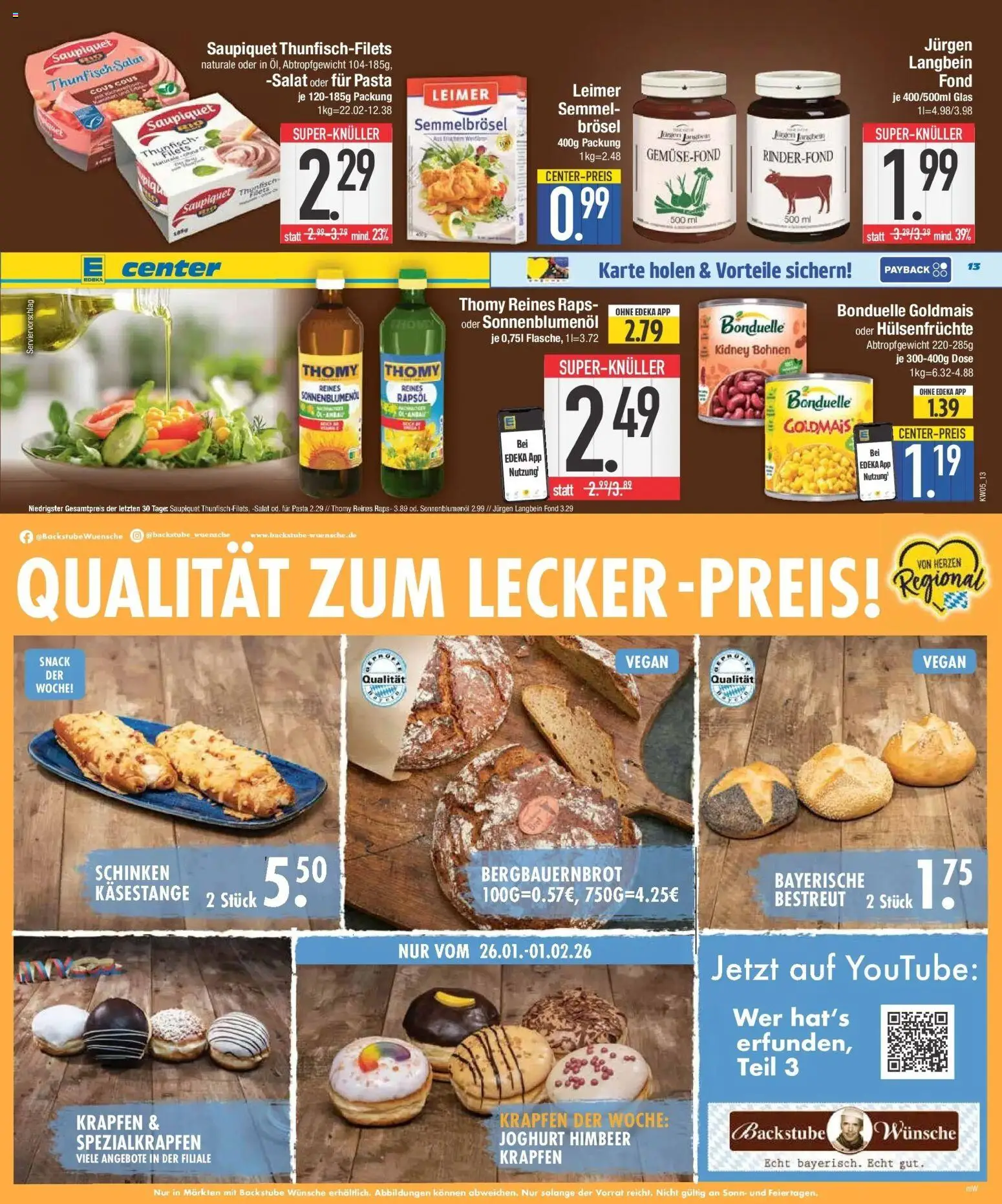 Edeka prospekt Krumbach	 – gültig ab 26.01.2026 | Seite: 17 | Produkte: Thunfisch, Donuts, Pasta, Salat
