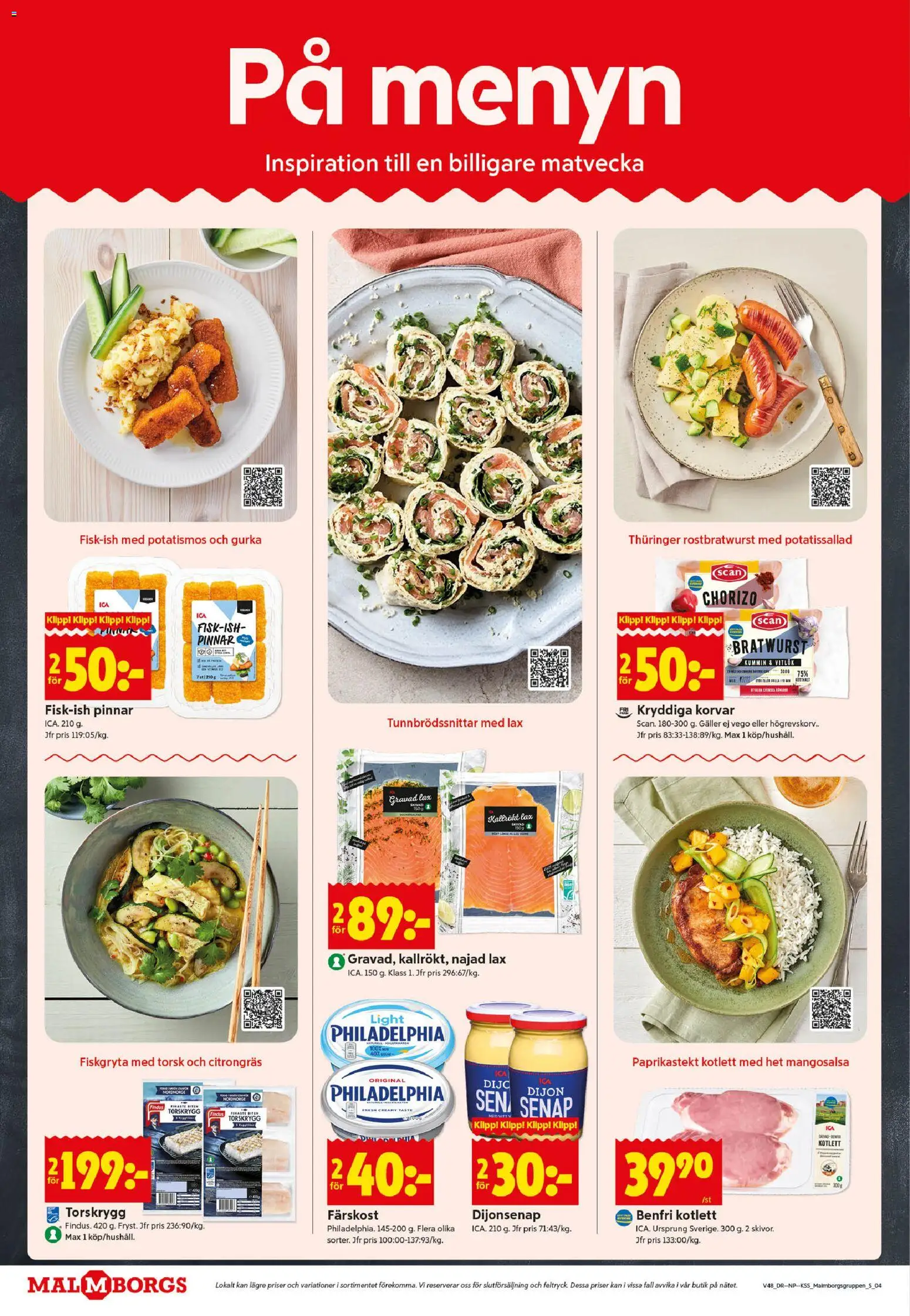 ICA Kvantum reklamblad aktuell från 24.11.2025 | Sida: 4 | Produkter: Senap, Galler, Lax, Chorizo