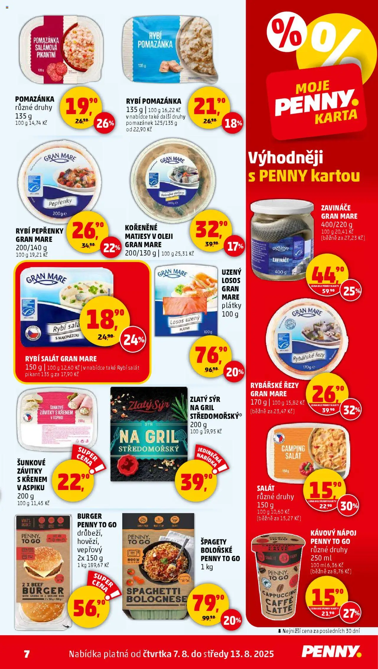 Penny Market leták - Čtvrtečník od 07.08.2025 | Strana: 7 | Produkty: Sýr, Salát, Pomazánka, Cappuccino