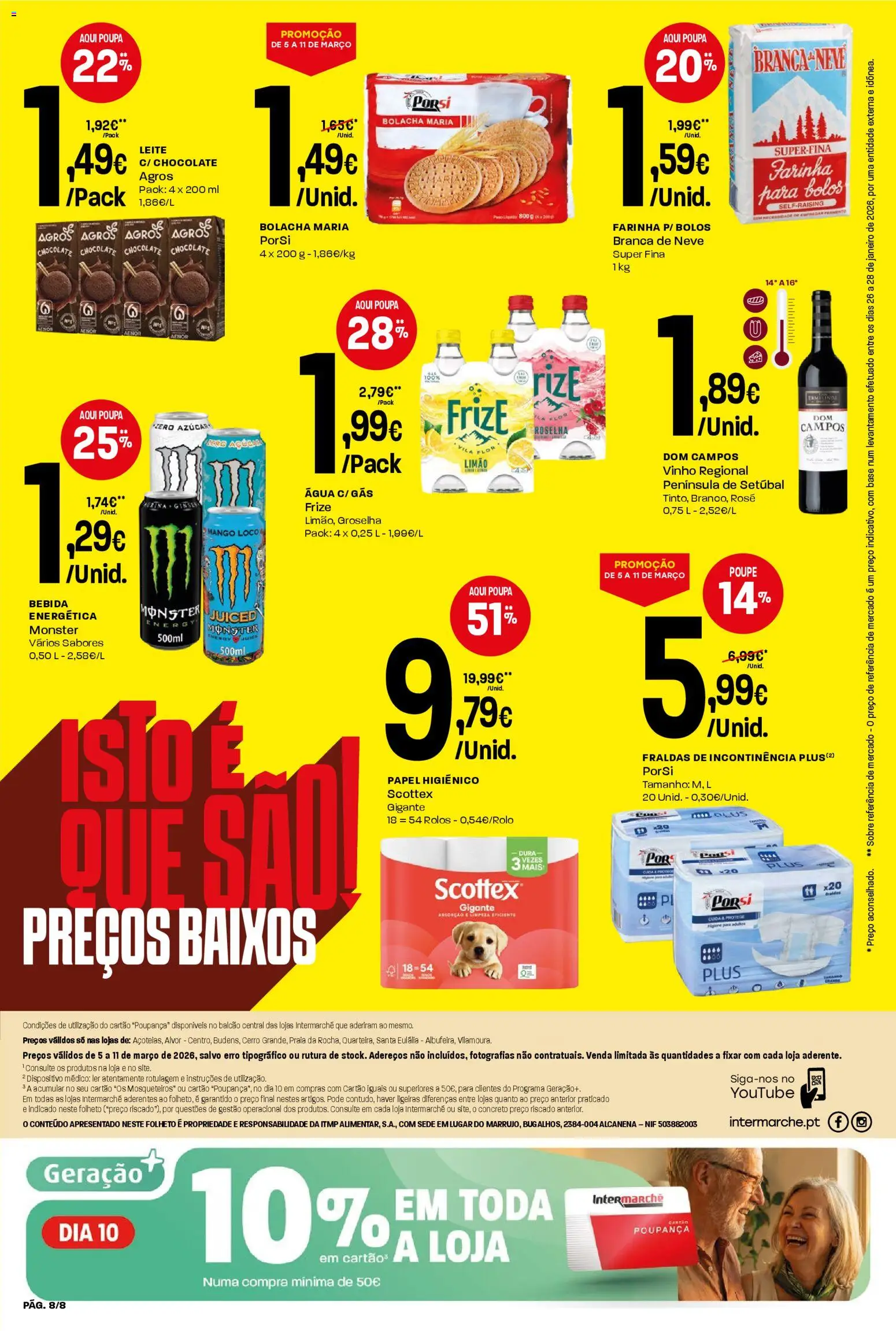 Intermarché Folheto Mini │ válido de 05.03.2026 | Página: 8 | Produtos: Agua, Papel higiénico, Base, Chocolate